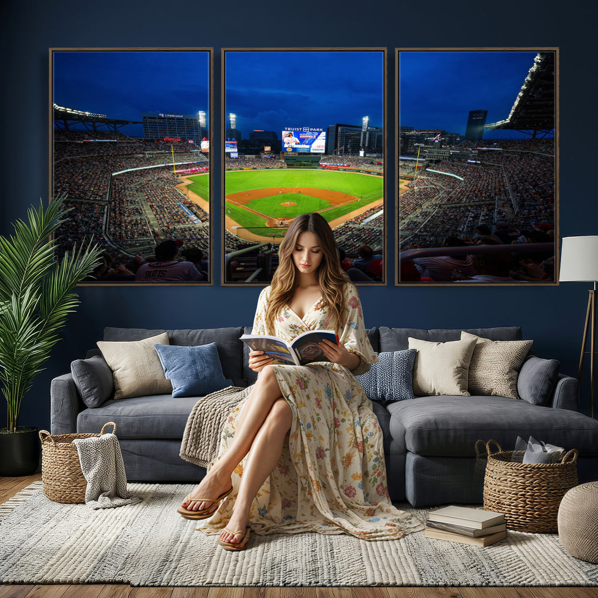 88590-MGV-CV-36X24 - Truist Park Night Game Canvas Art, Atlanta Braves Stadium