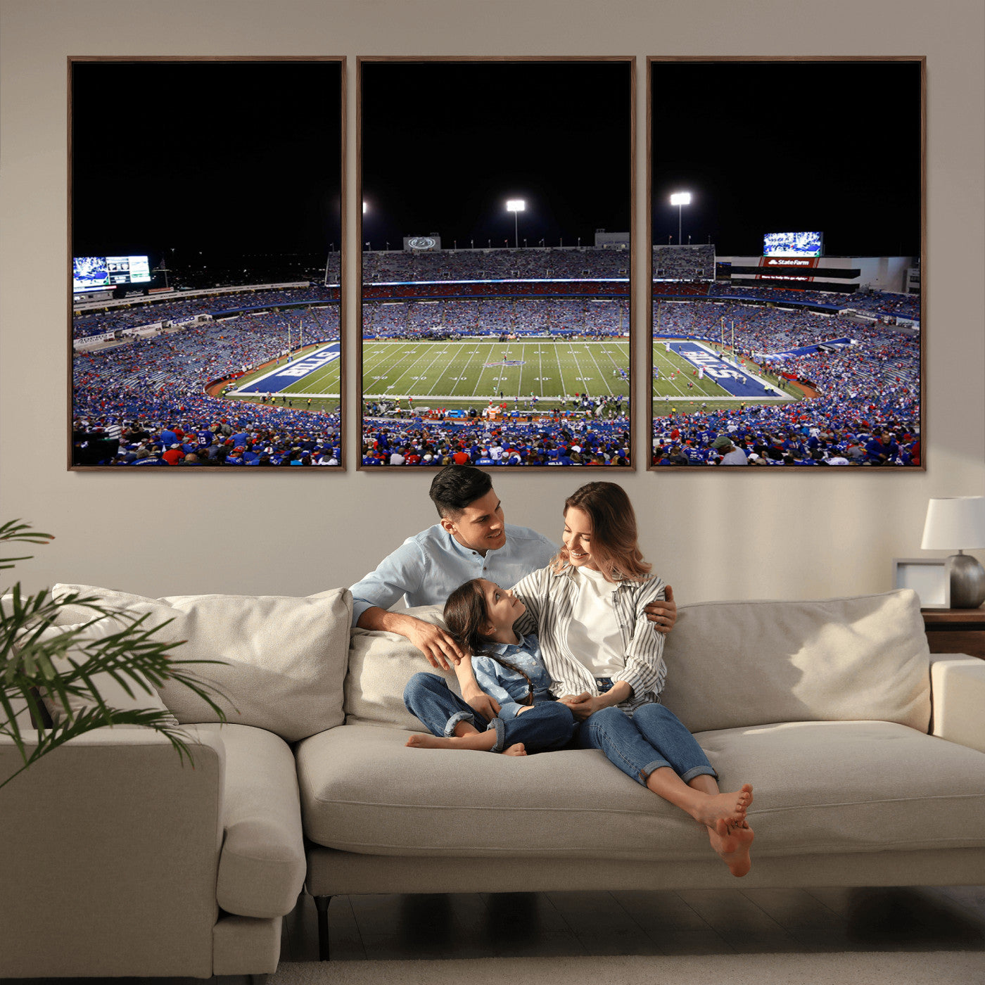 MGV-FC-60X30-3P - Buffalo Bills Wall Art - Buffalo Bills Stadium Canvas Print, Perfect Sports Decor for Living Rooms,