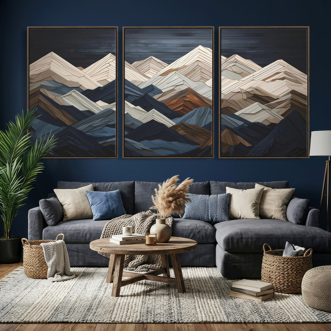 Wood Mountain Wall Art, Mountain Canvas Print Wood Decor