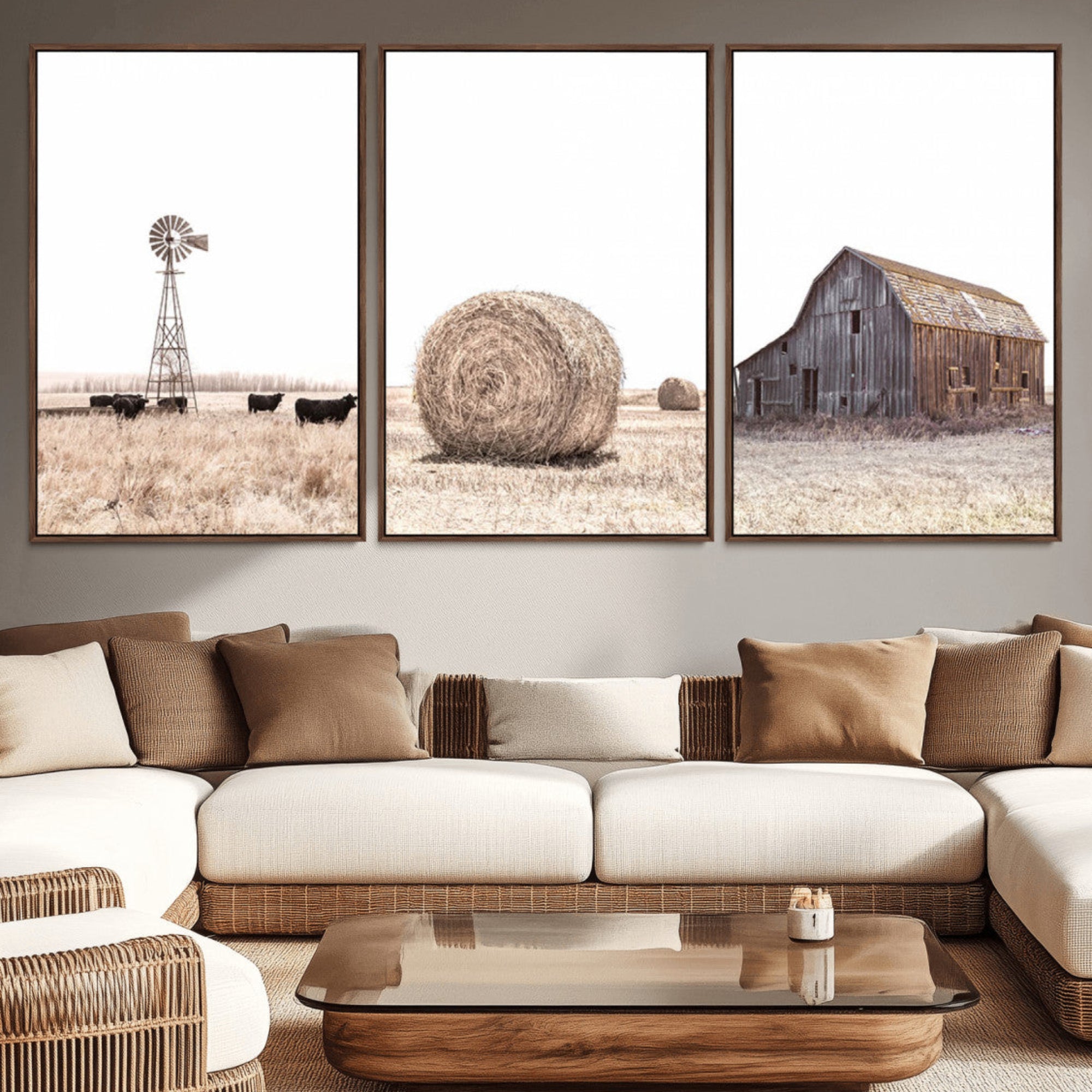 30918-MGV-CV-36X24-Farm Prints Set, Set of 6 Farmhouse Wall Art, Country House Decor, Barn Print, Wheat Print,