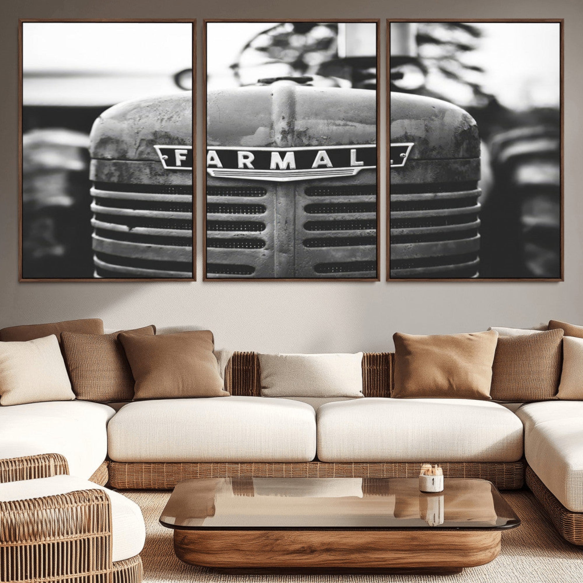 48656-MGV-CV-36X24-Vintage Farmall Tractor Wall Art Canvas Print, Rustic Farmhouse Decor Ready to Hang