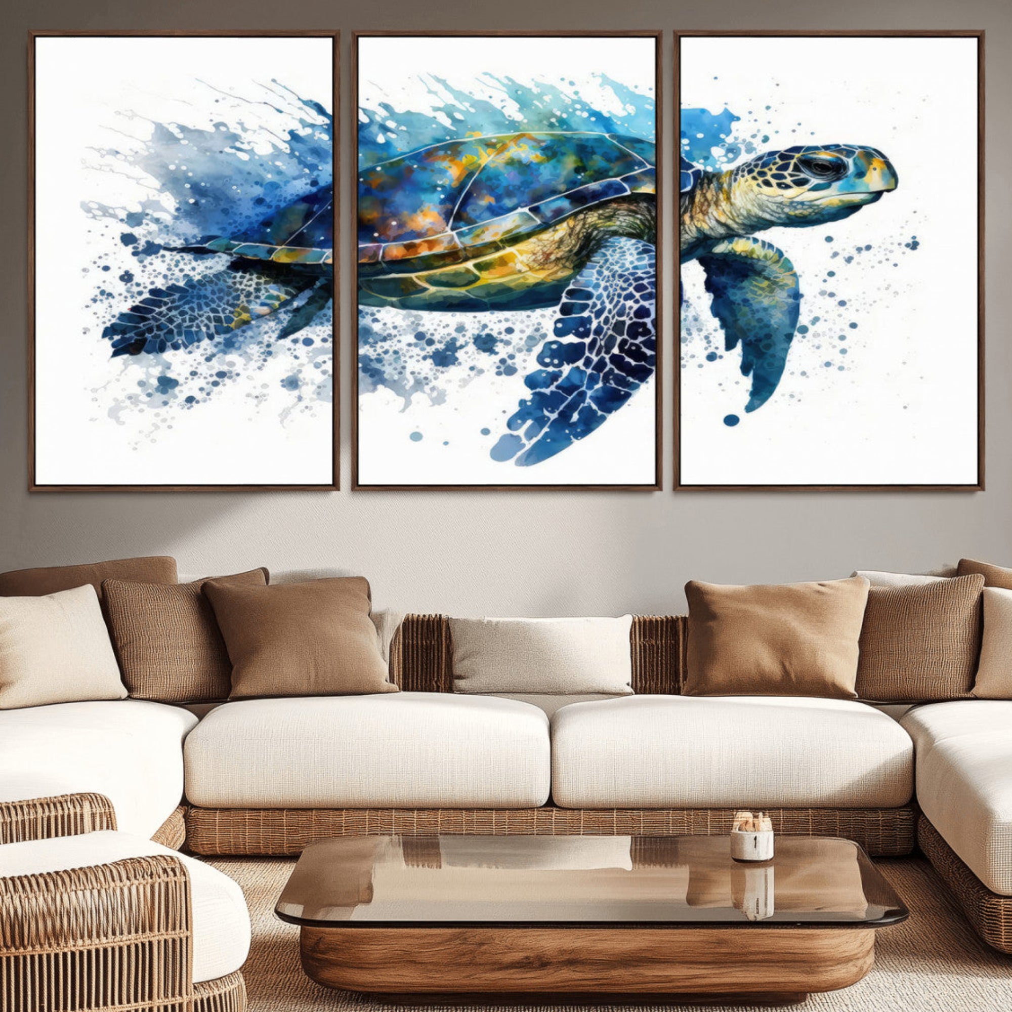 21983-MGV-CV-36X24-Watercolor Turtle Wall Art Canvas Print for Decoration