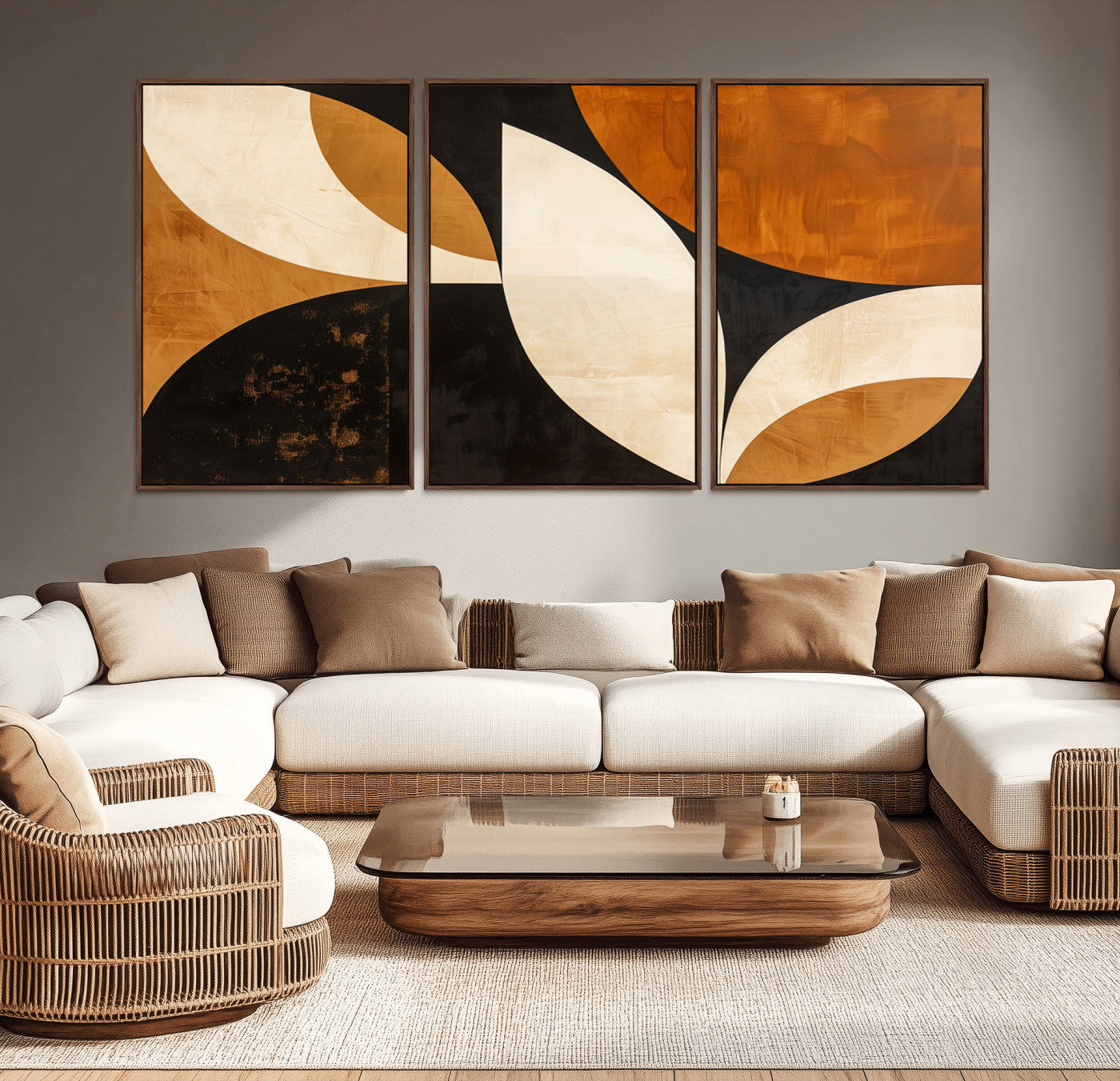 -Geometric Abstract Wall Art Canvas Print, Mid Century Modern Wall Art Print