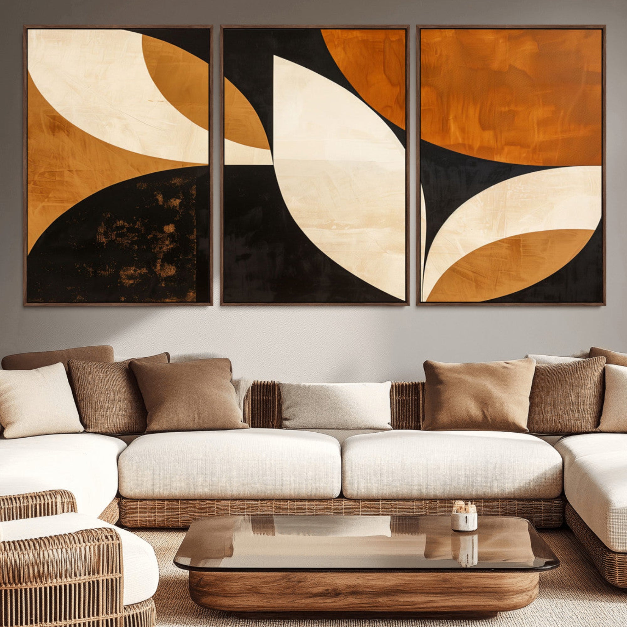 21251-MGV-CV-36X24-Geometric Abstract Wall Art Canvas Print, Mid Century Modern Wall Art Print