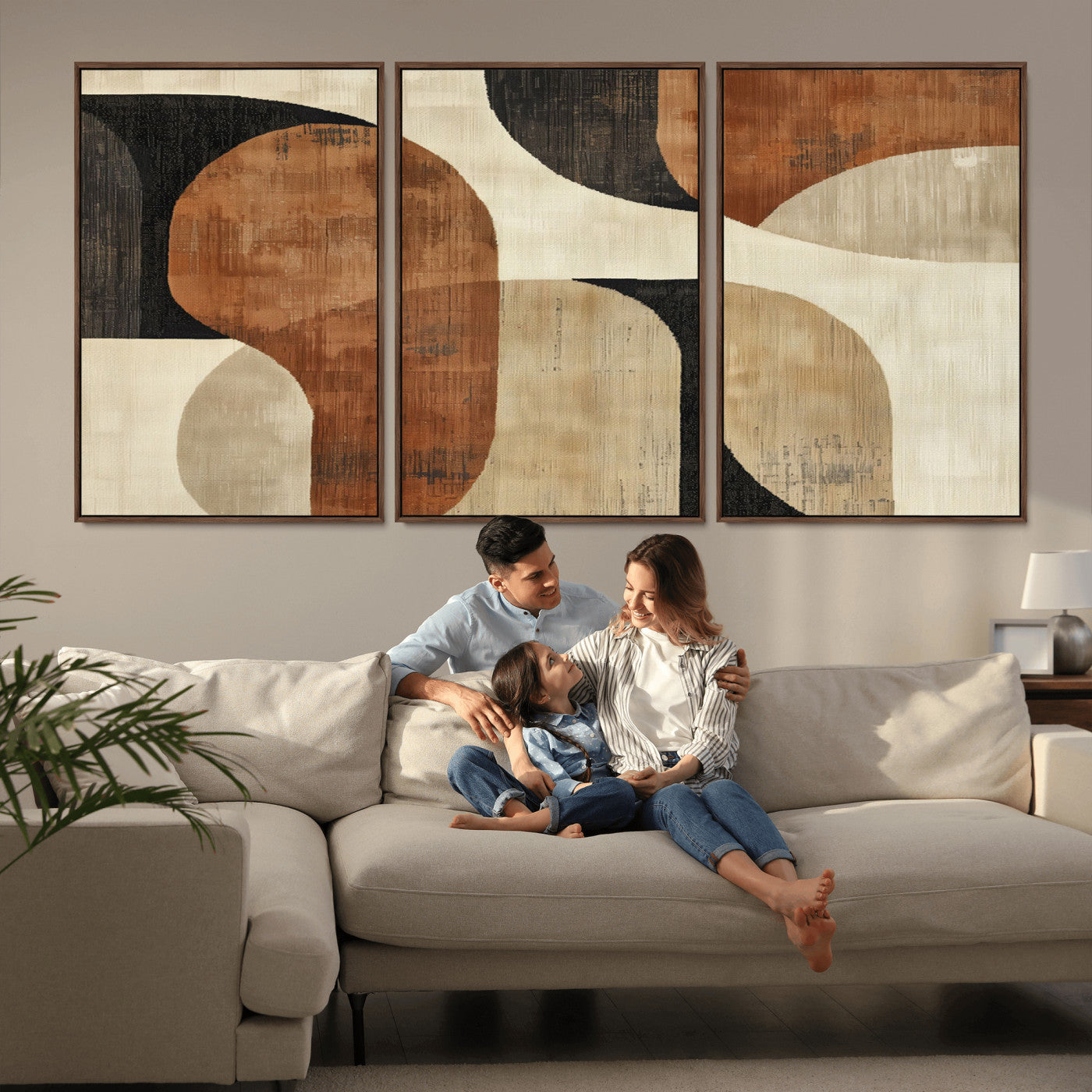 MGV-FC-60X30-3P - Wabi Sabi Abstract Wall Art Canvas Print | Large Minimalist Modern Geometric Wall Decor for Living