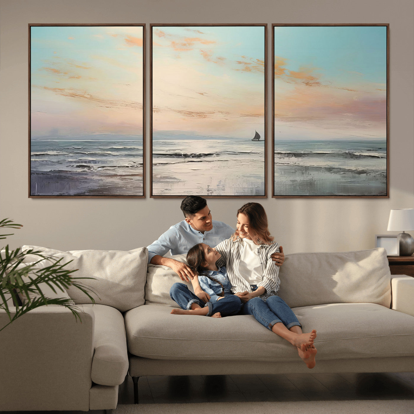 MGV-FC-60X30-3P - Abstract Ocean Wall Art -  Boat Wall Art Canvas Print
