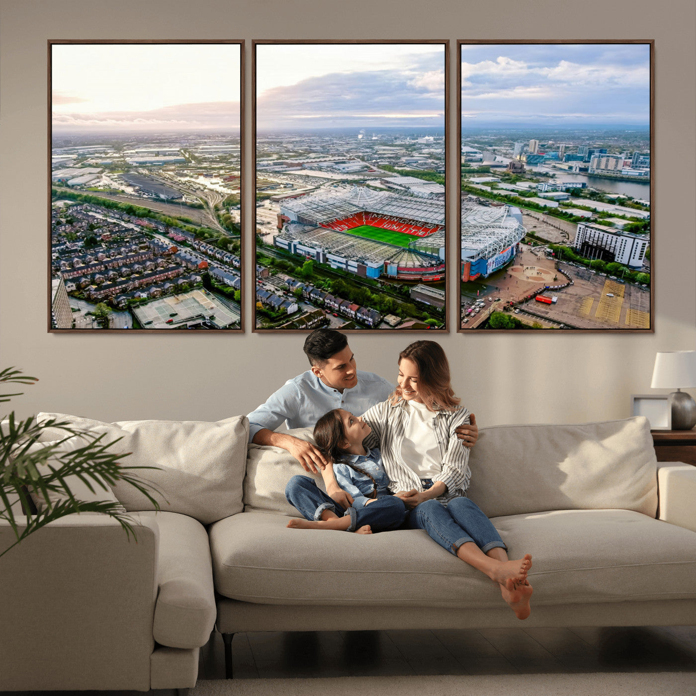 MGV-FC-60X30-3P - Old Trafford Manchester United Stadium Wall Art Canvas Print - Aerial View Stadium, Old Trafford