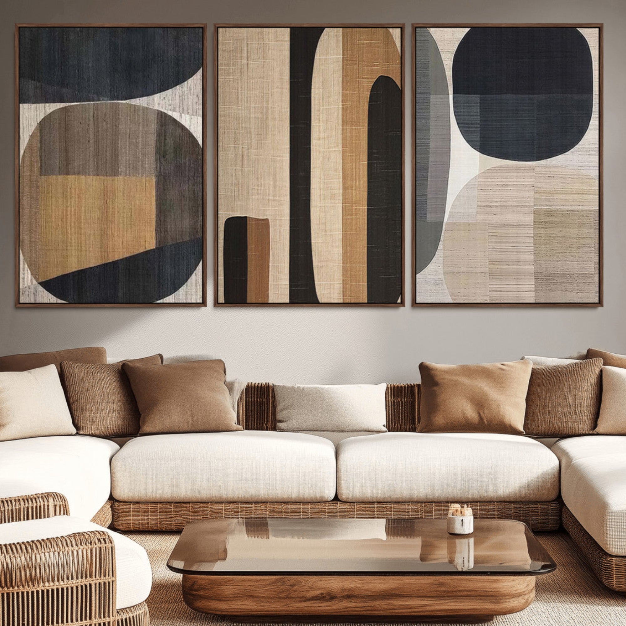 52302-MGV-CV-36X24-Wabi Sabi Canvas Print - Geometric Abstract Wall Art Canvas Print | Minimalist Earthy Tones | Ready