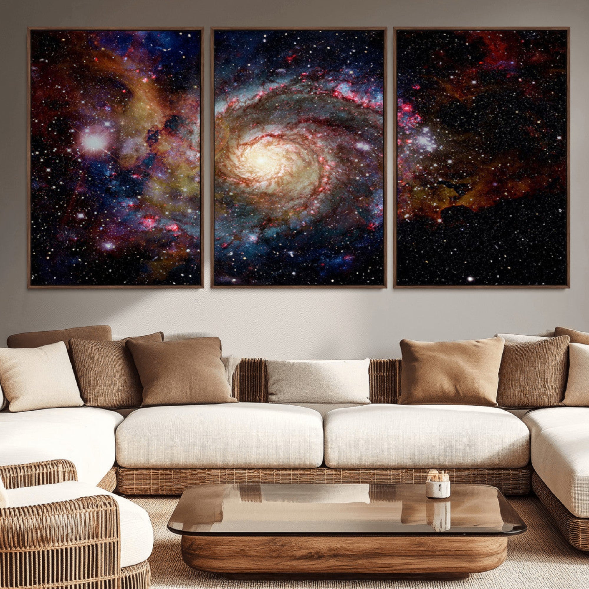 91650-MGV-CV-36X24-Nebula and Galaxies in Space Wall Art Canvas Print, Spiral Galaxy Wall Art Canvas Print
