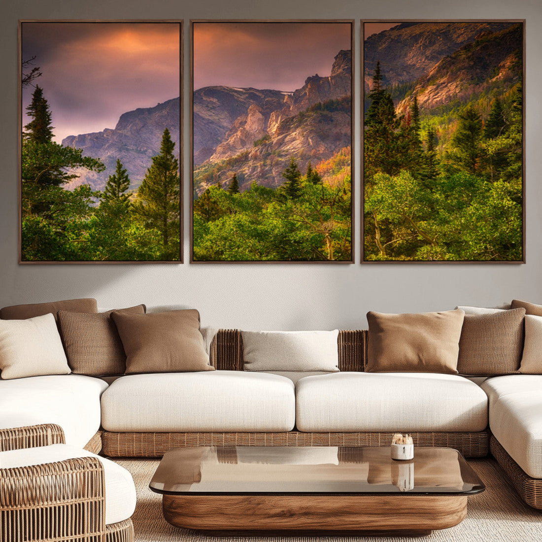 Colorado Rockies Mountains Wall Art Canvas Print, Ready to Hang | Extra Large 3 Piece Canvas Wall Art