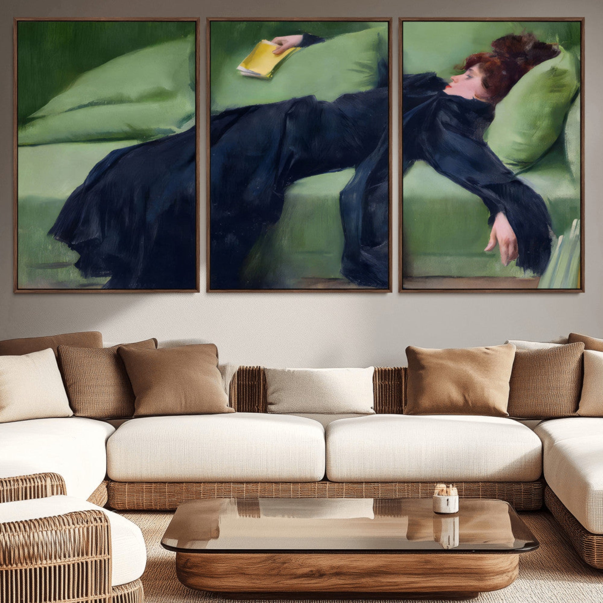 17725-MGV-CV-36X24-Decadent Girl by Ramon Casas Wall Art Canvas Print, Framed Decadent Girl Canvas Print