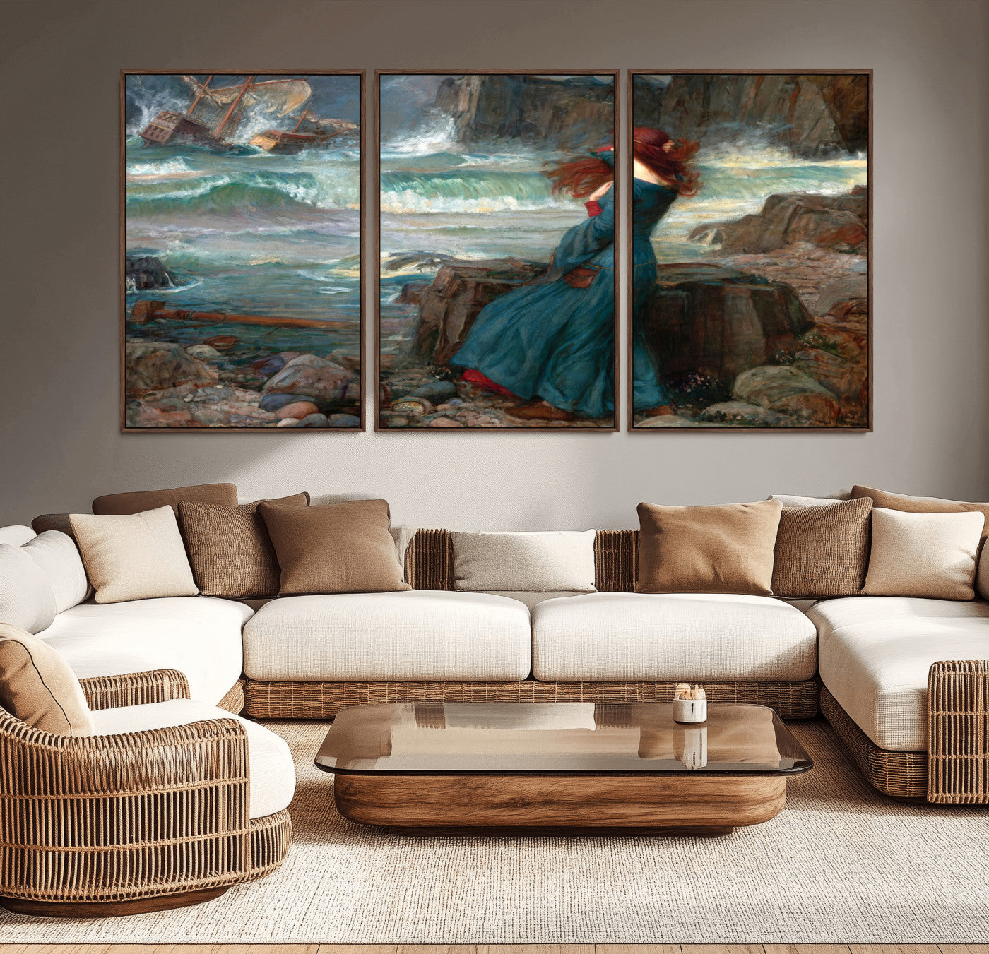 -Miranda by the Shore Wall Art Canvas Print – Tempest Scene Ocean Storm – Ready to Hang