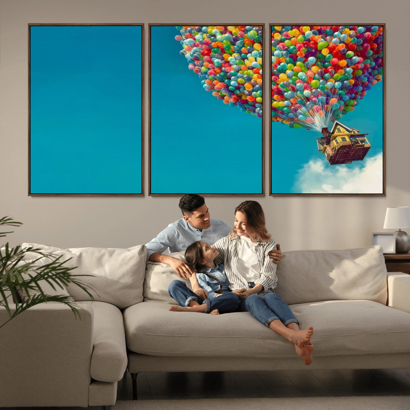 MGV-FC-60X30-3P - Carl Fredricksen, Up Movie Wall Art, Colorful Balloon House Art | Whimsical Wall Decor for Living