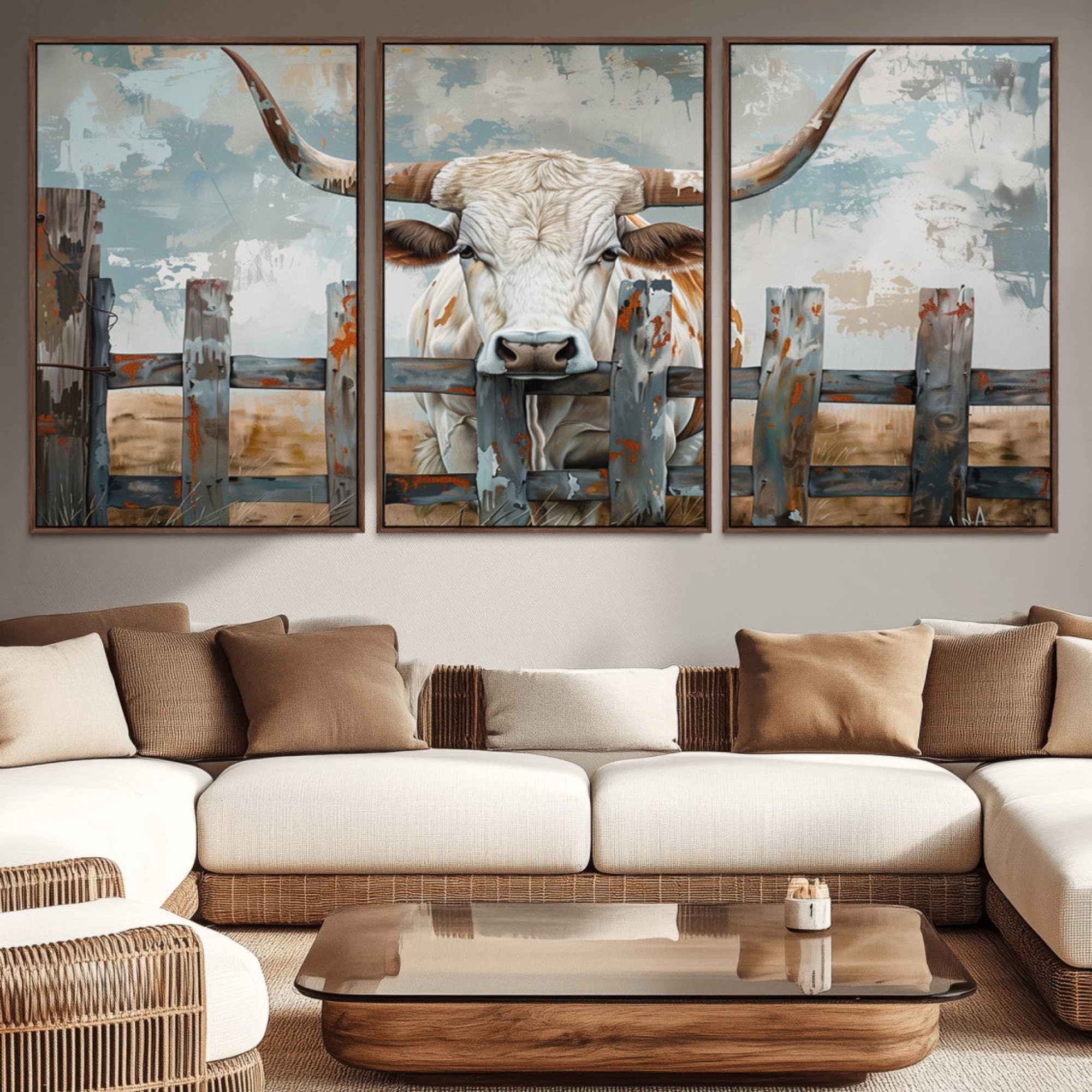 85218-MGV-CV-36X24-Vintage Cow Wall Art Canvas Print for Farmhouse Wall Decor Theme, Cattle Wall Art Print