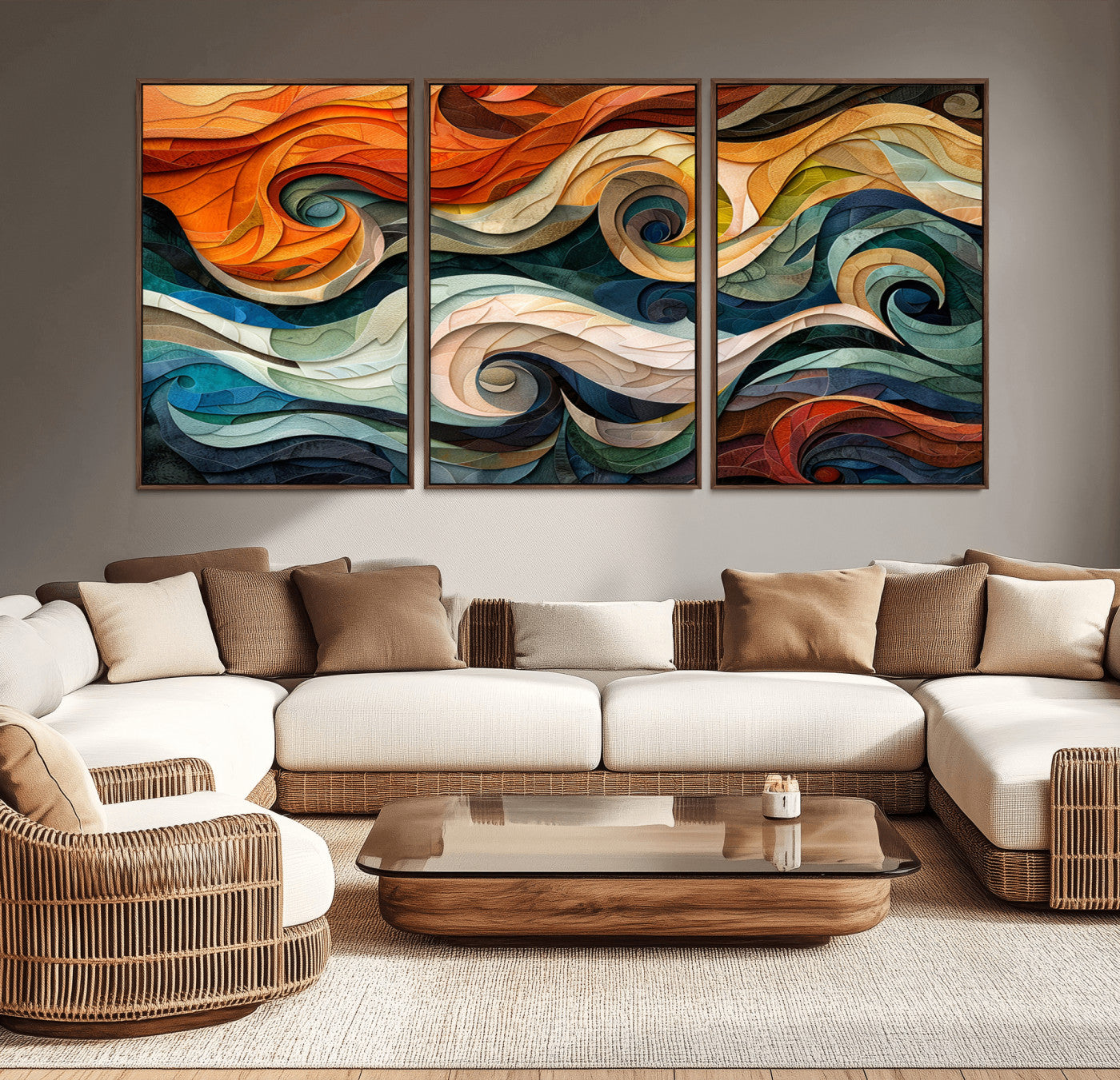 -Abstract Wave Wall Art | Ready to Hang Framed Canvas Print | Vibrant Home Decor for Modern Spaces