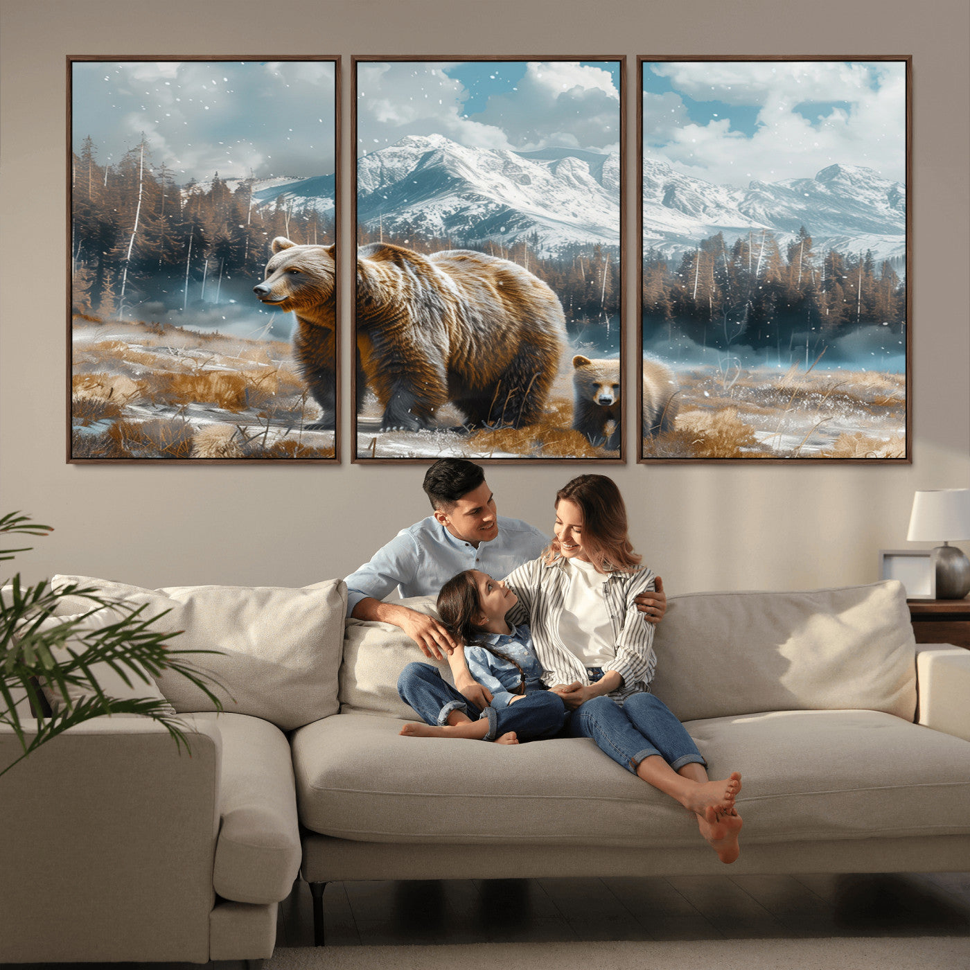 MGV-FC-60X30-3P - Bear and Baby Bear Wall Art Canvas Print