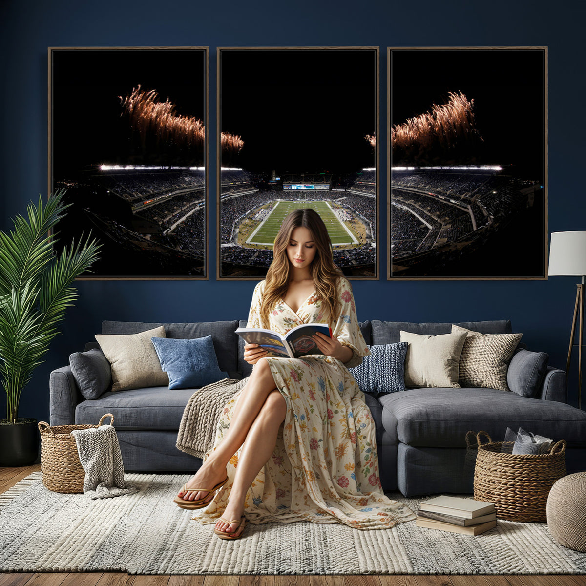 89680-MGV-CV-36X24 - Eagles Field Stadium Wall Art, Philadelphia Eagles Football, Framed and Ready to Hang
