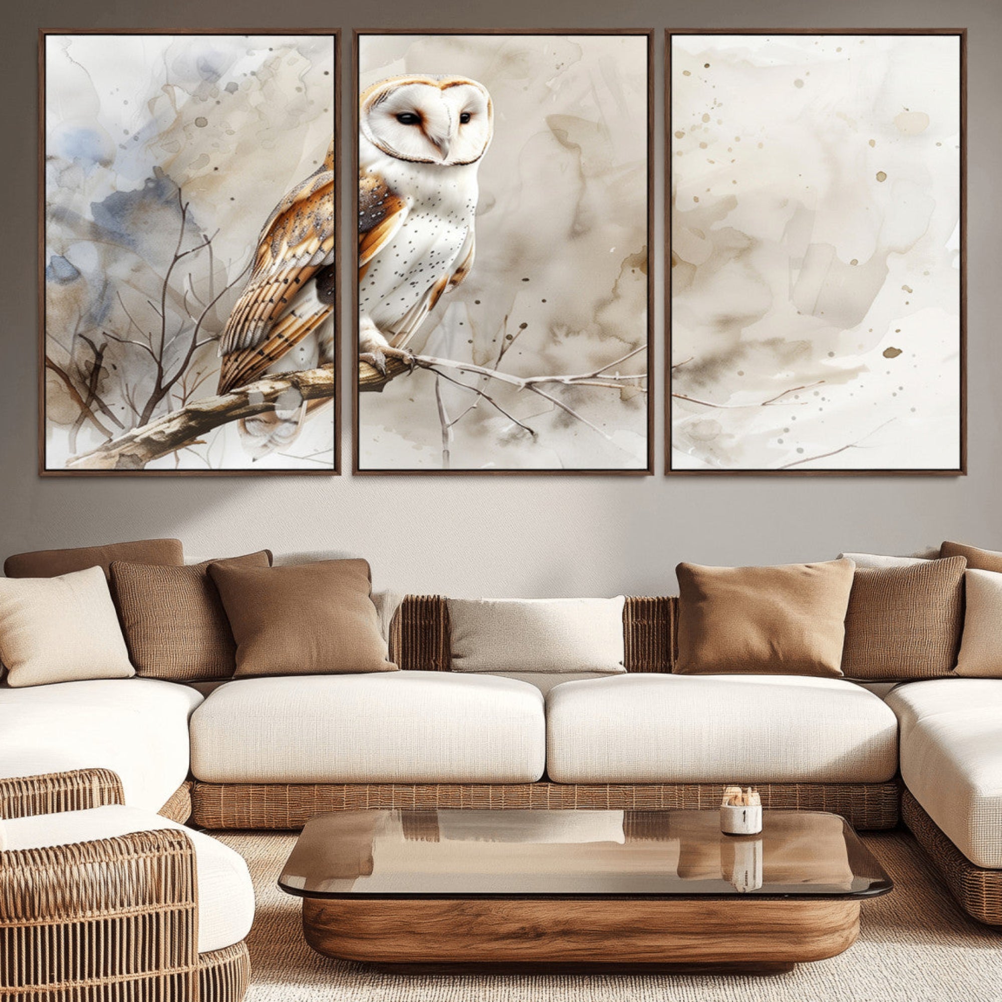 60812-MGV-CV-36X24-Barn Owl Wall Art | Watercolor Canvas Print | Perfect for Farmhouse Wall Decor | Ready to Hang