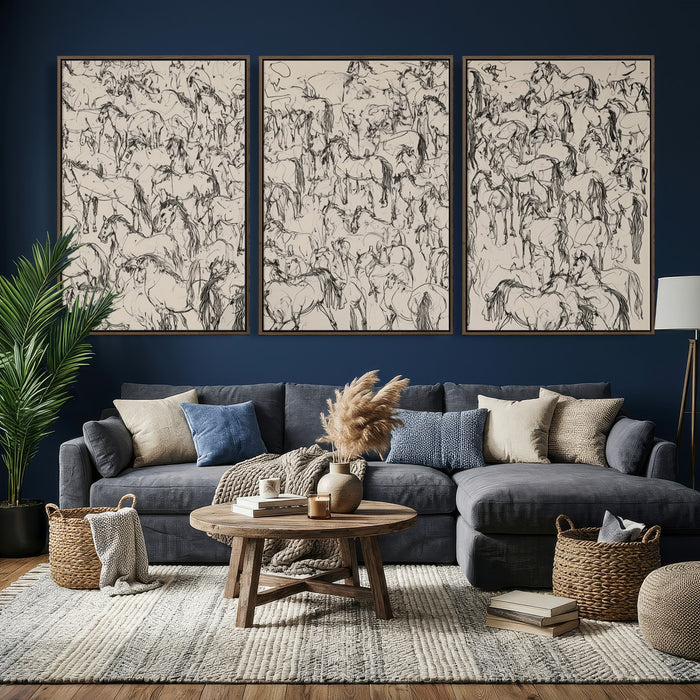 Abstract Horse Sketch Wall Art, Ready to Hang