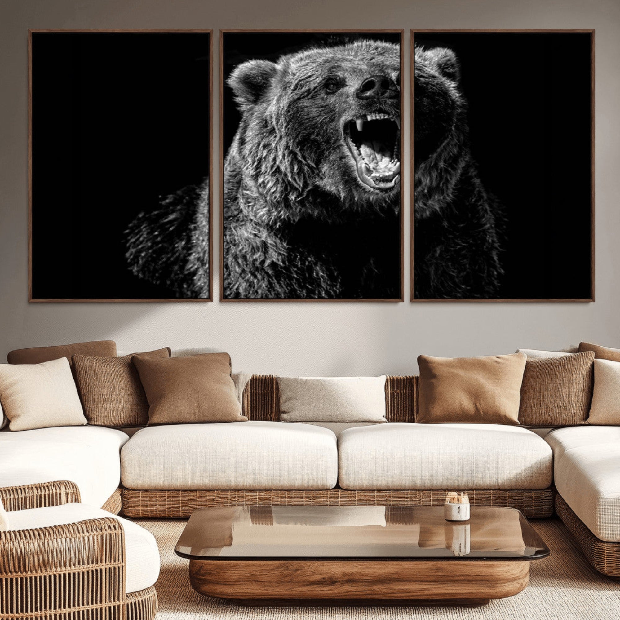 57891-MGV-CV-36X24-Bear Canvas Print | Wildlife Wall Art for Cabin Decor | Ready to Hang Framed