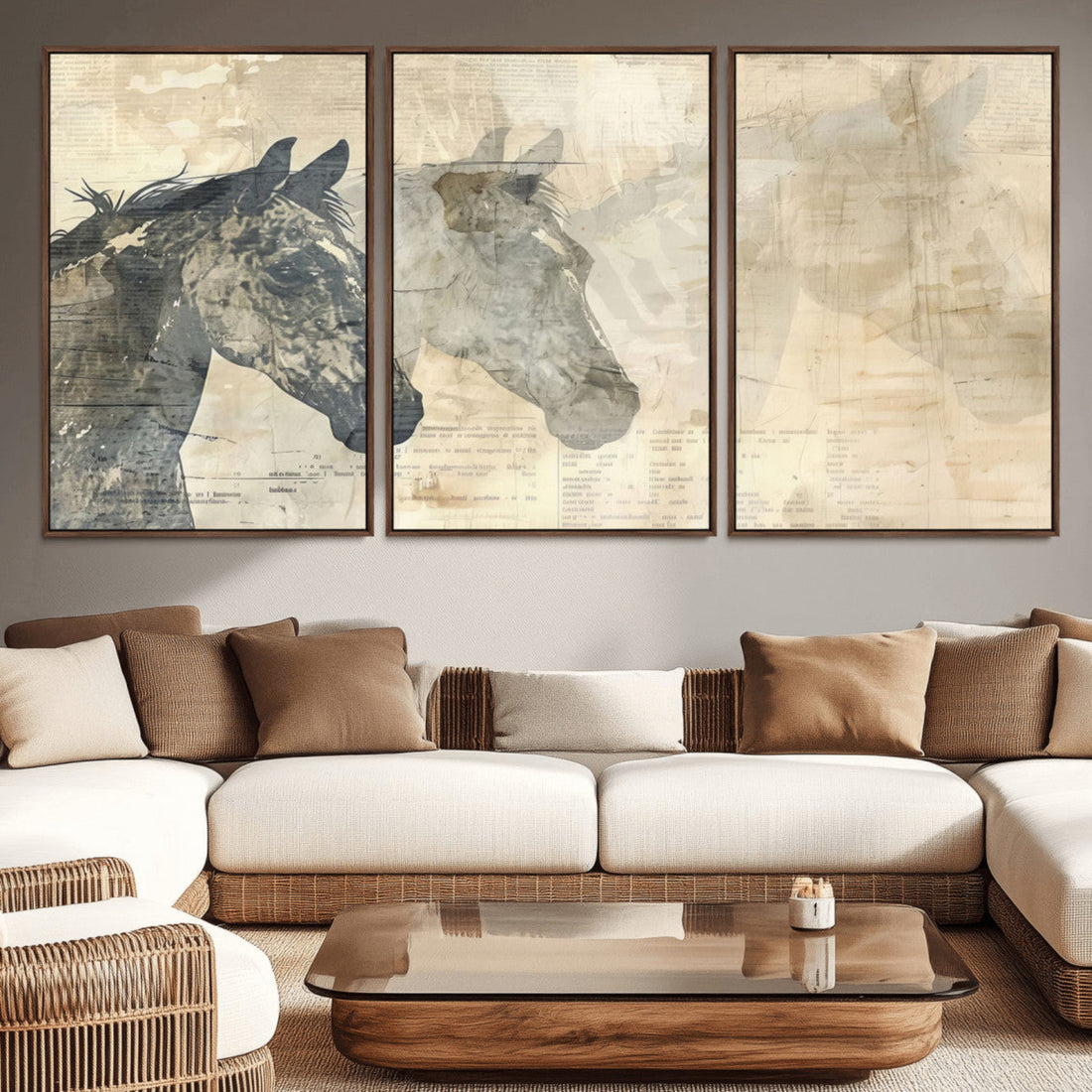 Abstract Horse Canvas Print, Modern Farmhouse Wall Art