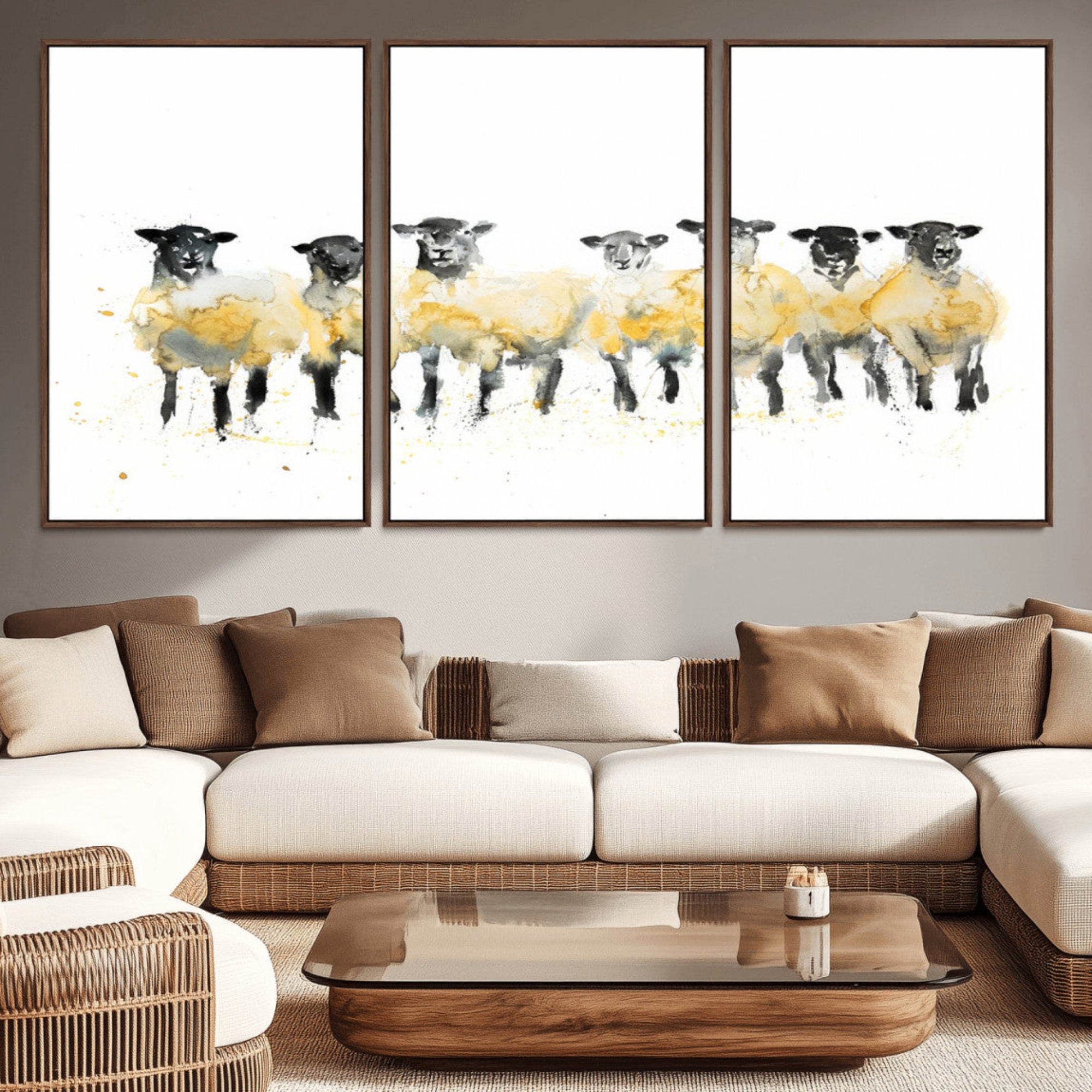 72612-MGV-CV-36X24-Farmhouse Wall Art Sheep Print | Ready to Hang Framed Canvas | Rustic Barn Decor