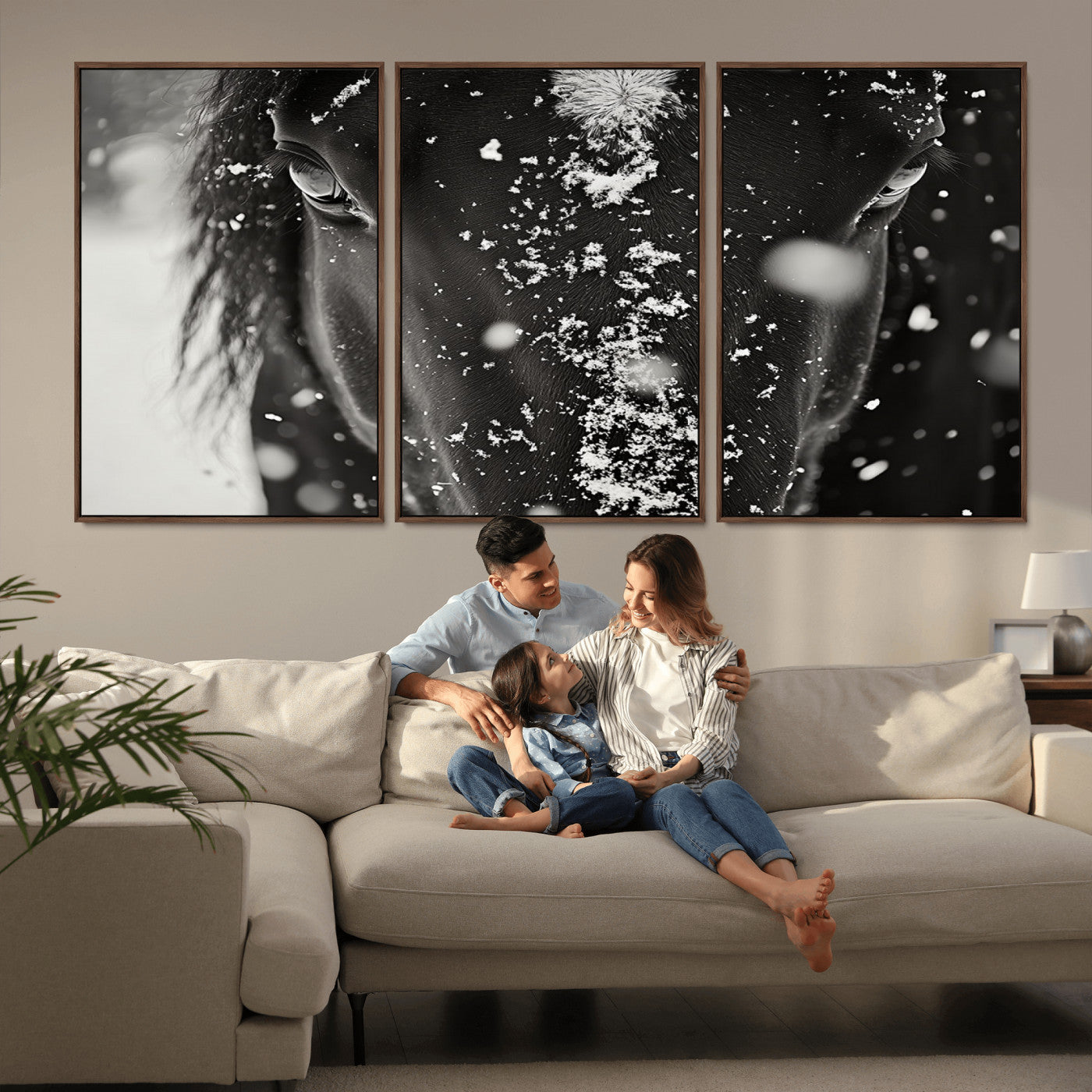 73281-MGV-FC-60X30-3P_Walnut-Winter Horse Snow Wall Art Canvas Print
