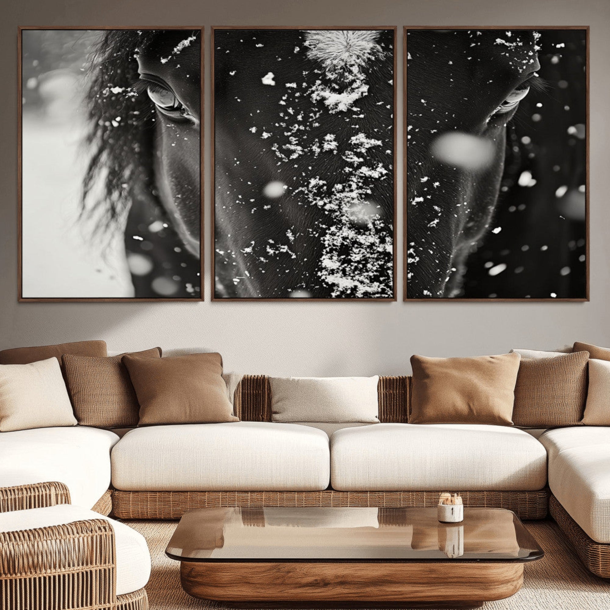 73281-MGV-CV-36X24-Winter Horse Snow Wall Art Canvas Print