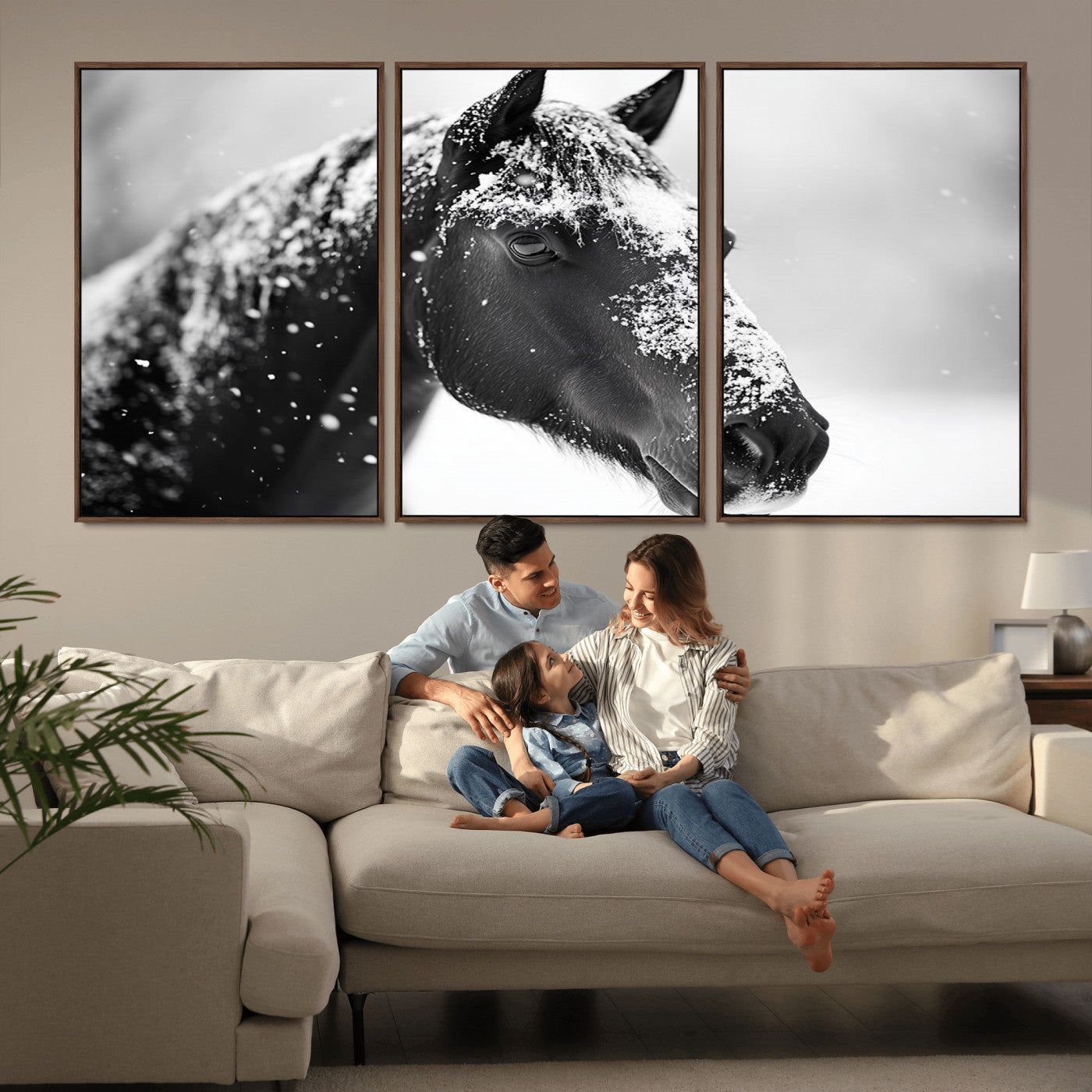 MGV-FC-60X30-3P - Horse Canvas Print - Winter Horse Snow Wall Art Canvas Print