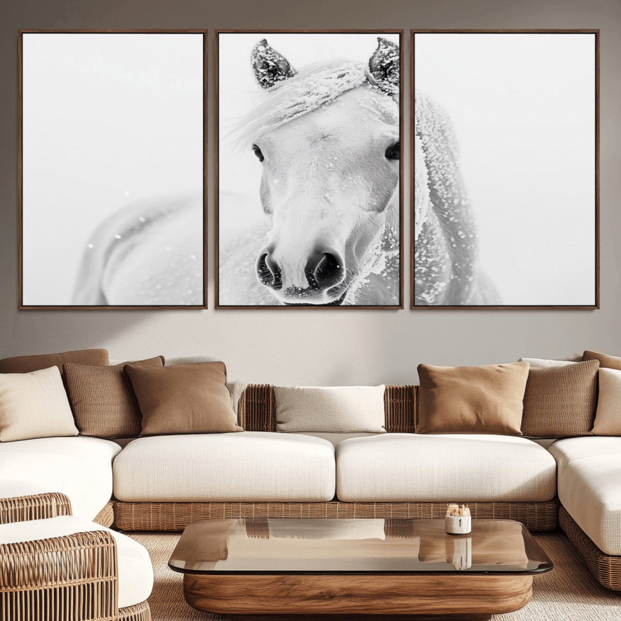 74782-MGV-CV-36X24-Majestic White Horse Wall Art | Ready to Hang and Framed | Farmhouse Wall Decor for Living Room
