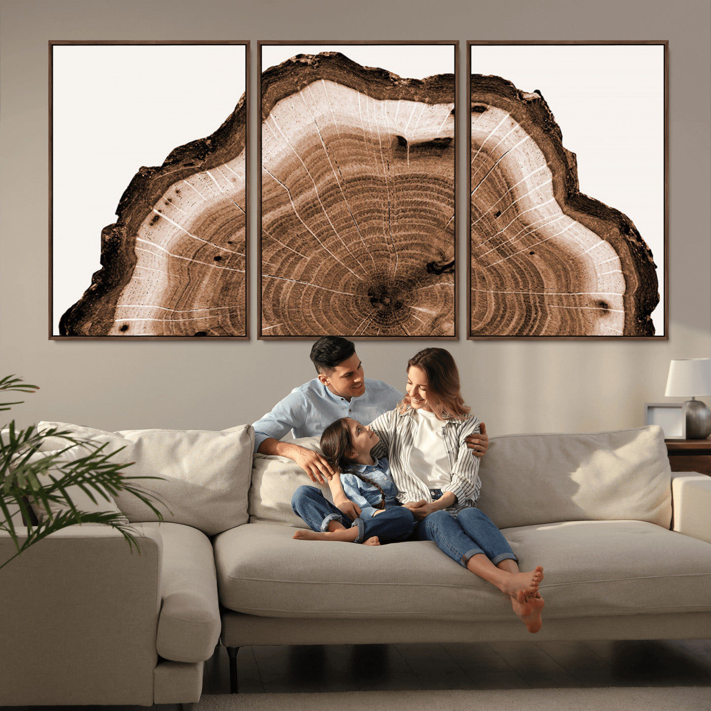 45195-MGV-CV-36X24-Rustic Wood Rings Wall Art | Nature-Inspired Tree Ring Canvas Print | Ready to Hang and Framed for
