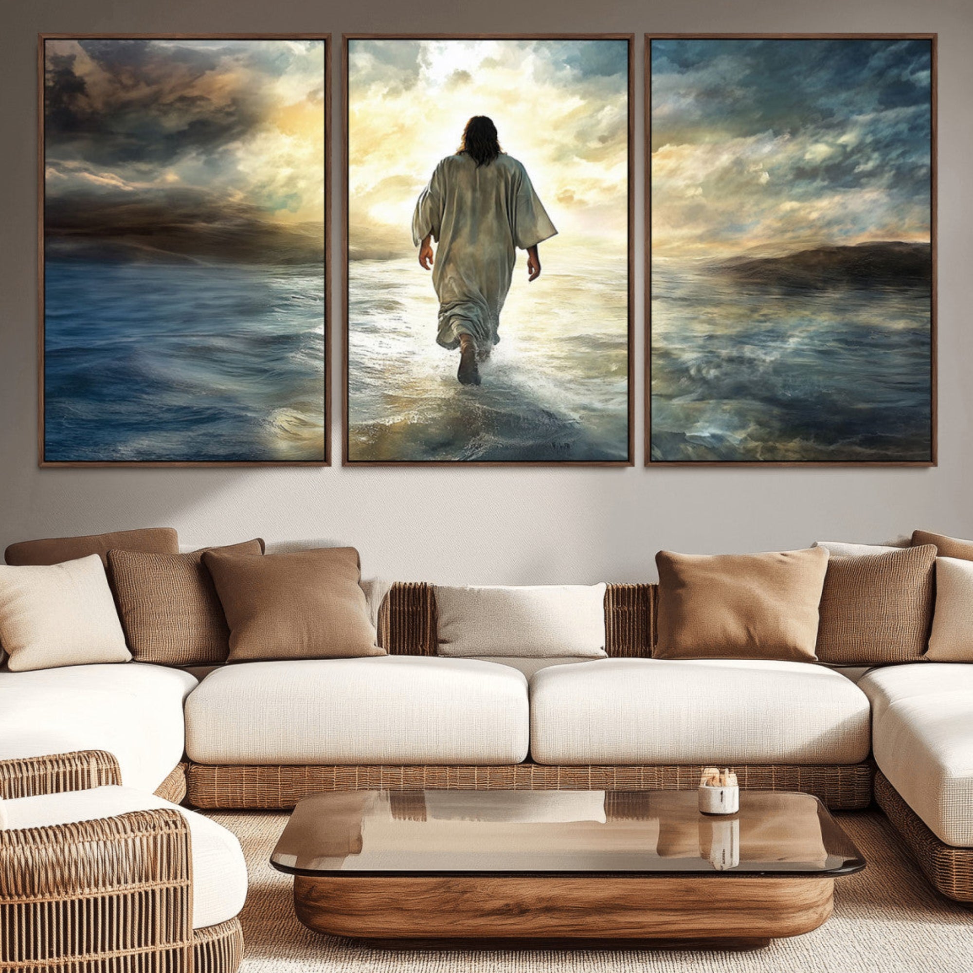 82295-MGV-CV-36X24-Jesus Walking on Water Wall Art | Canvas Print | Ready to Hang | Christian Home Decor | Spiritual