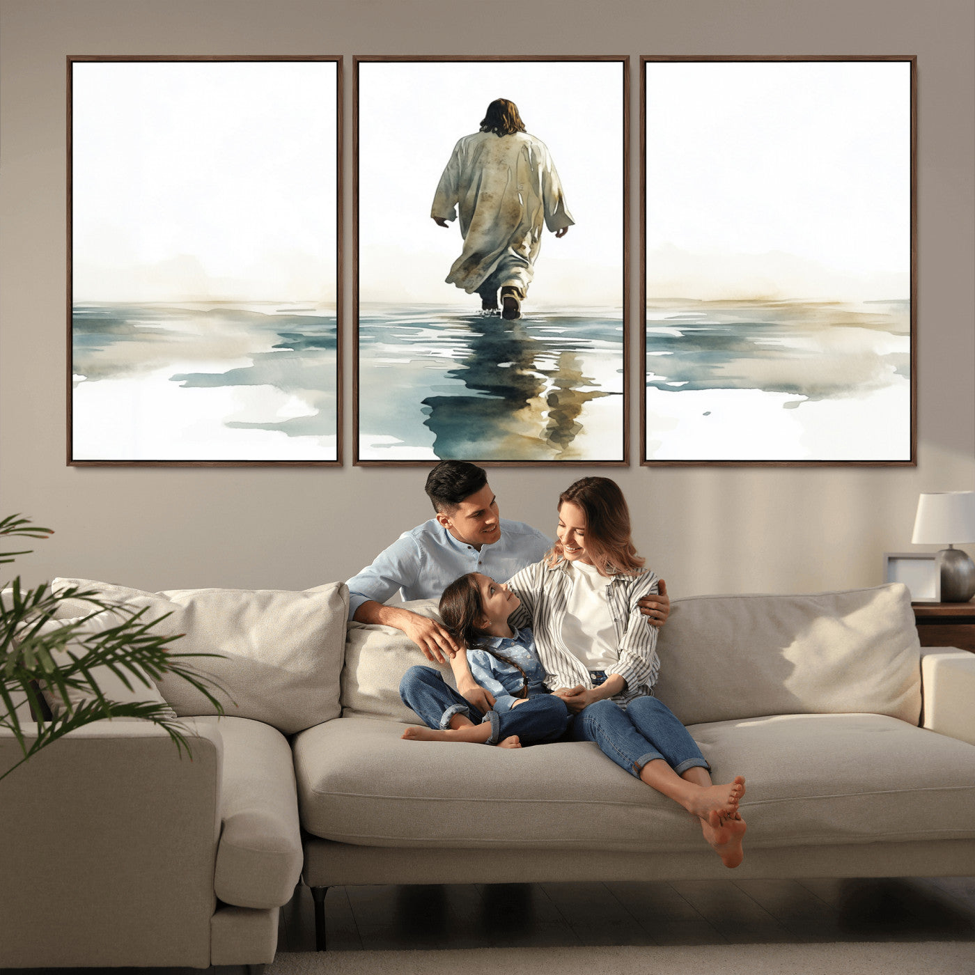 MGV-FC-60X30-3P - Abstract Jesus Wall Art Canvas Print, Christian Wall Art, Jesus Christ Walking