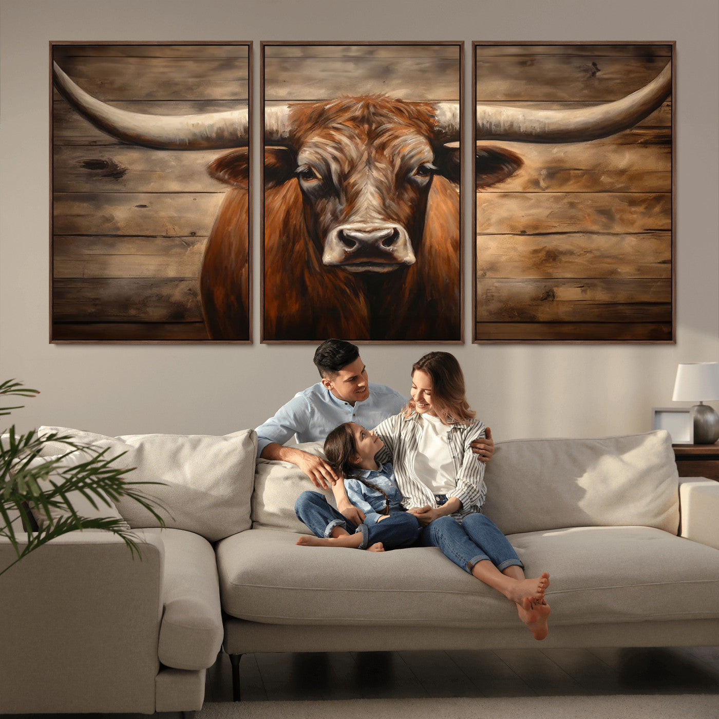 77556-MGV-CV-36X24-Longhorn Bull Wall Art | Canvas Print | Ready to Hang | Rustic Farmhouse Wall Decor | Western Barn