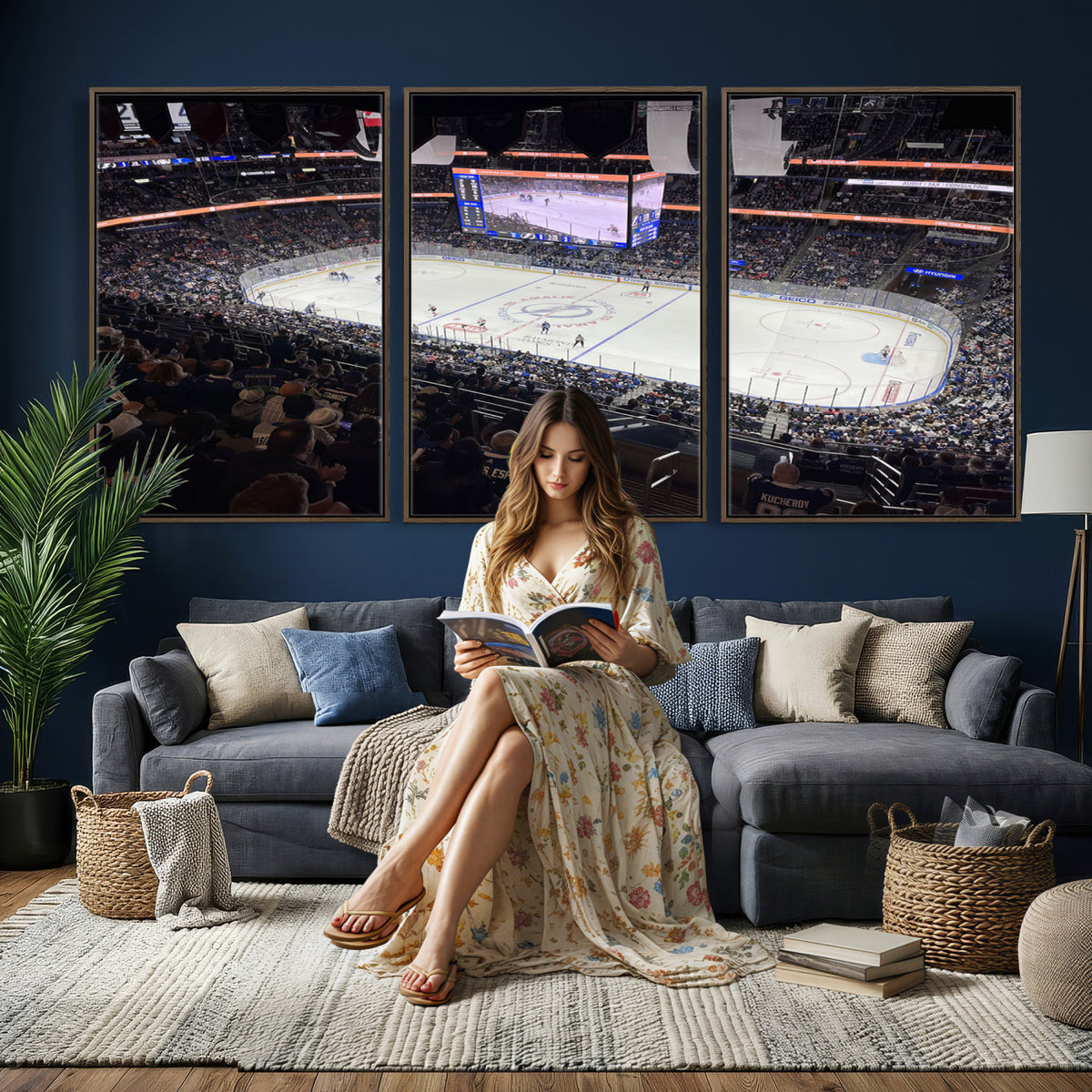 51641-MGV-CV-36X24 - Amalie Arena Florida Wall Art Canvas Print, NHL Hockey, Framed and Ready to Hang