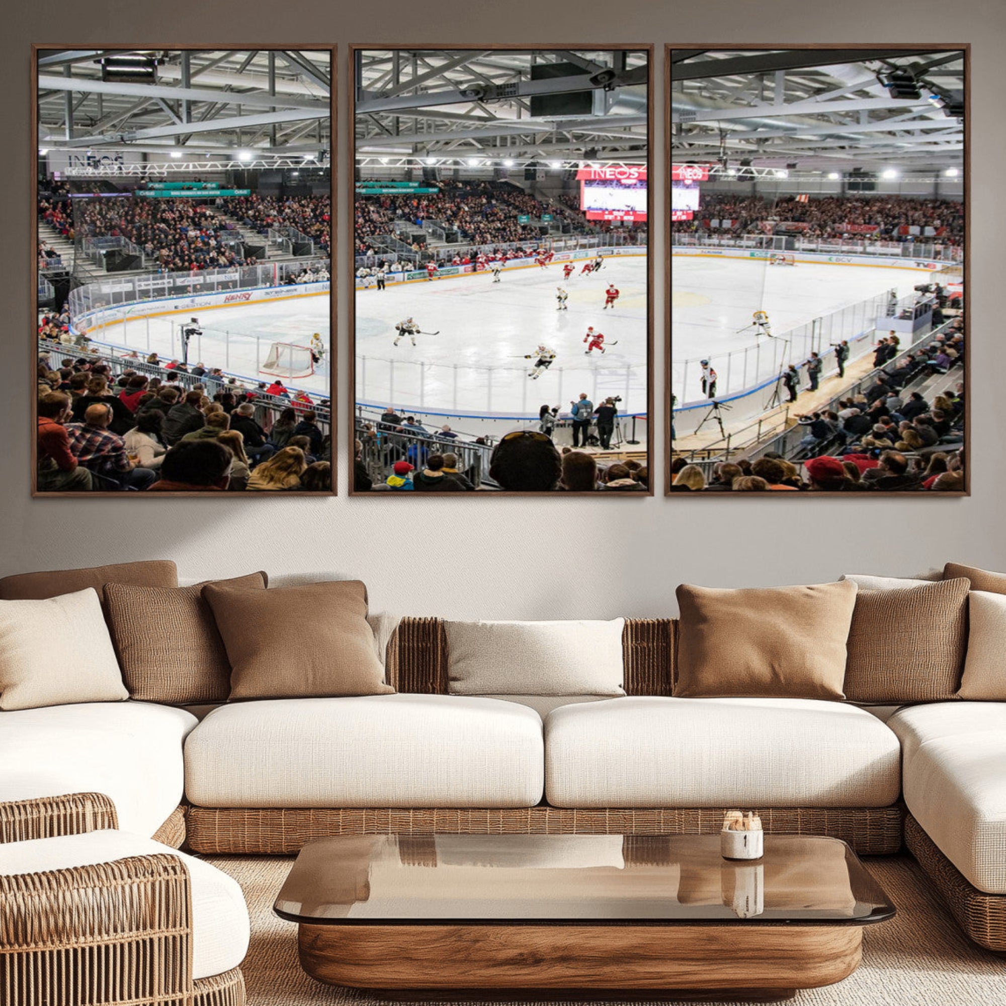 79352-MGV-CV-36X24-Lausanne Arena Ice Hockey Stadium Wall Art Canvas Print, Framed Lausanne Arena Ice Hockey Canvas