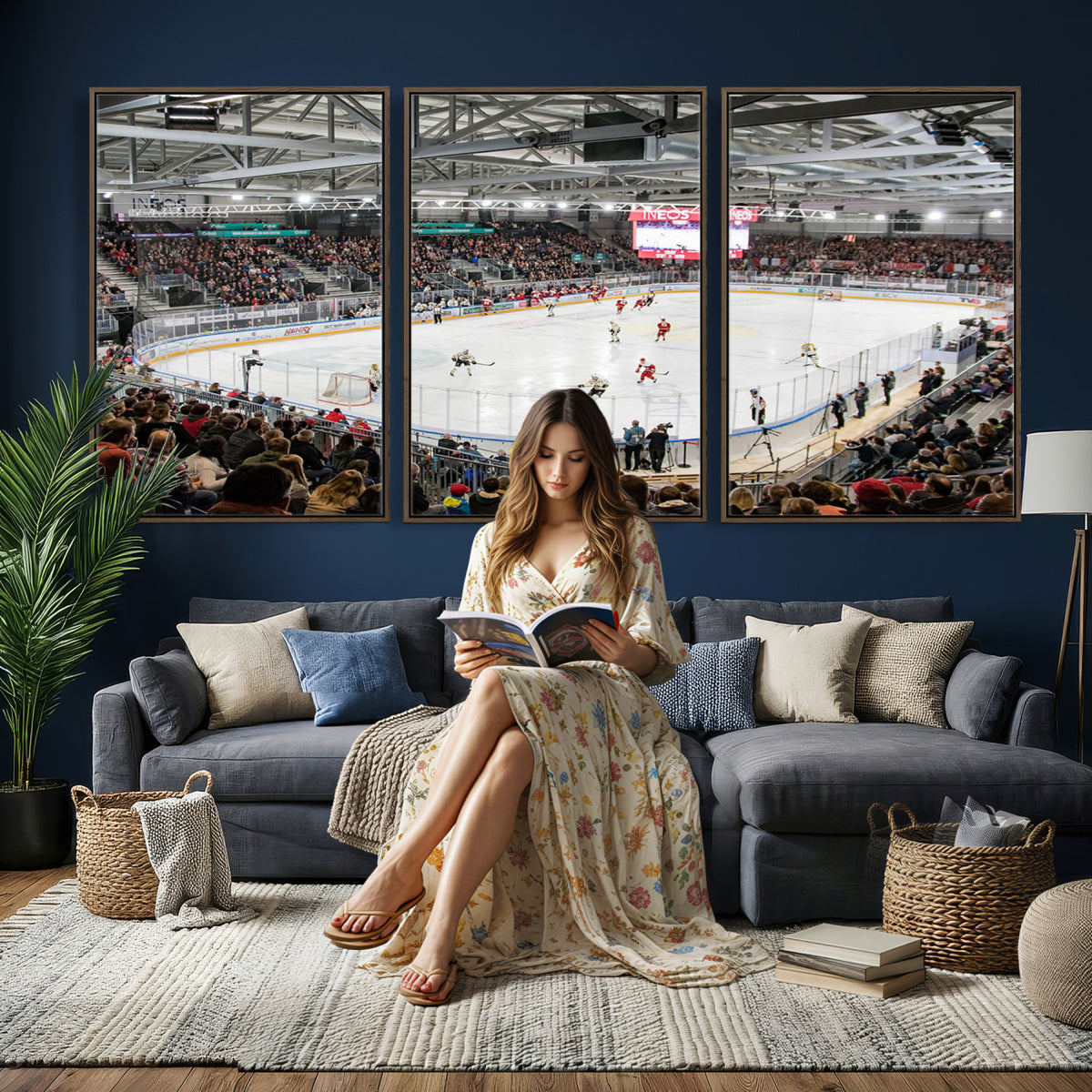79352-MGV-CV-36X24 - Lausanne Arena Ice Hockey Stadium Wall Art Canvas Print