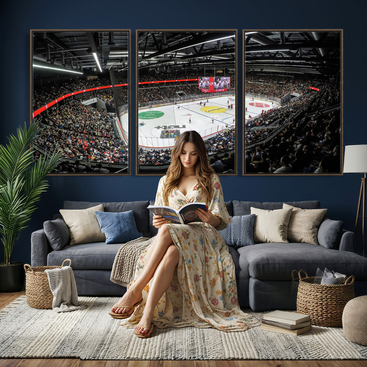 46282-MGV-CV-36X24 - Vaudoise Lausanne Ice Hockey Arena Stadium Wall Art Canvas