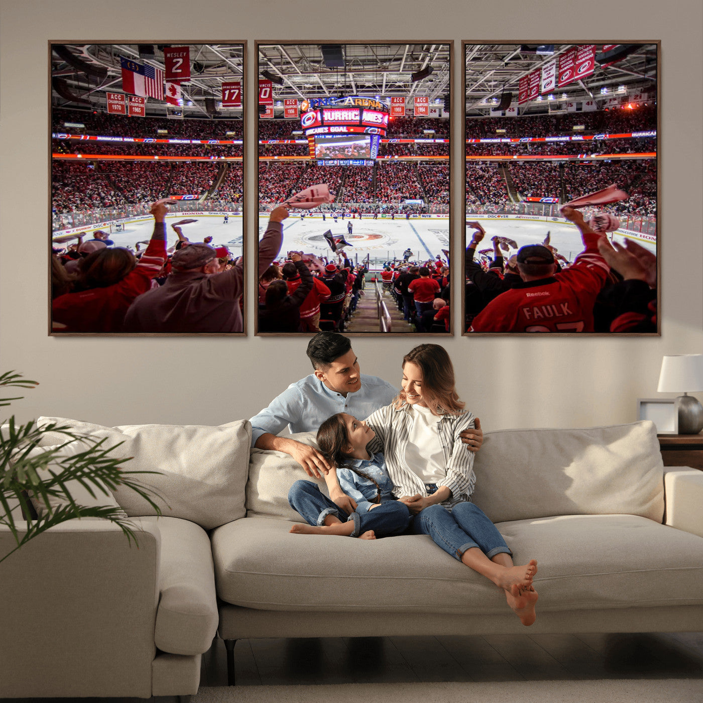 MGV-FC-60X30-3P - Carolina Hurricanes Ice Hockey Stadium Wall Art, Carolina Hurricanes Canvas Print