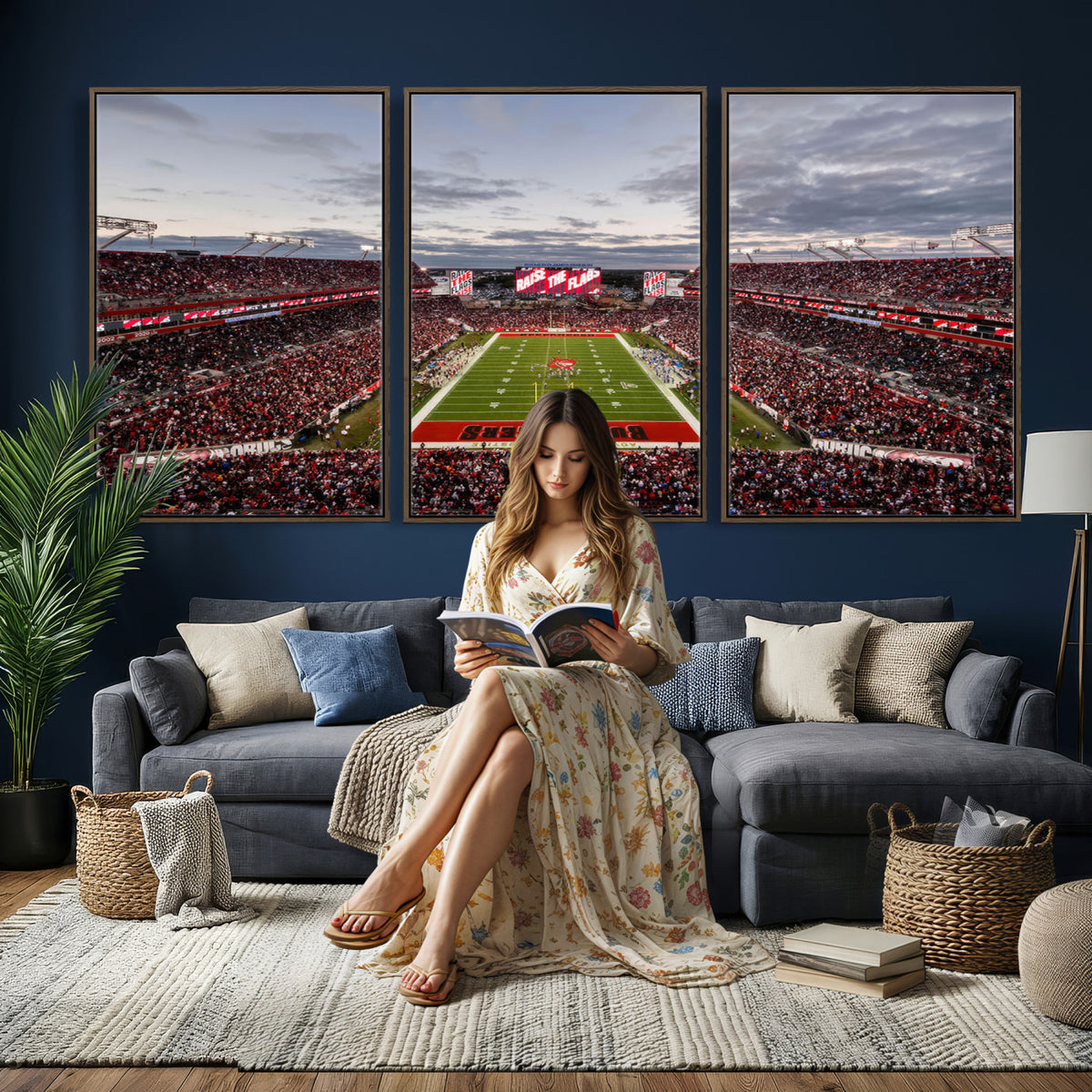 35698-MGV-CV-36X24 - Florida Tampa Raymond James Stadium Wall Art Canvas Print - NFL Football Stadium Print Canvas