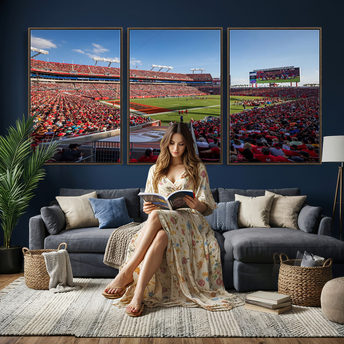 65229-MGV-CV-36X24 - Florida Tampa Raymond James Stadium Wall Art Canvas Print - NFL Football Stadium Print