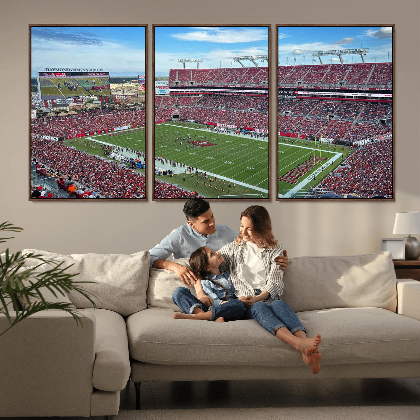 MGV-FC-60X30-3P - Florida Tampa Raymond James Stadium Wall Art Canvas Print - NFL Football Stadium Print Canvas