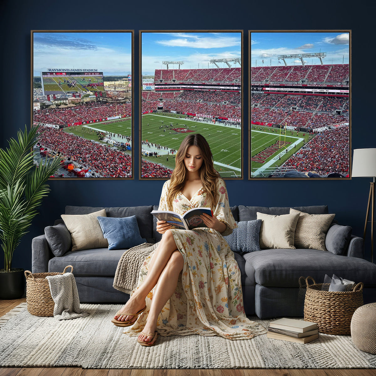 52828-MGV-CV-36X24 - Florida Tampa Raymond James Stadium Wall Art Canvas Print - NFL Football Stadium Print Canvas