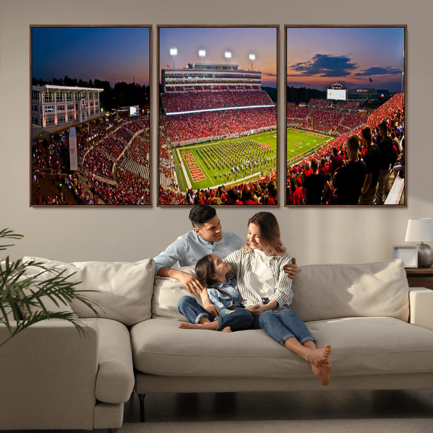 MGV-FC-60X30-3P - NC State Wolfpack Football Team Print - Raleigh Carter-Finley Stadium Wall Art Canvas Print
