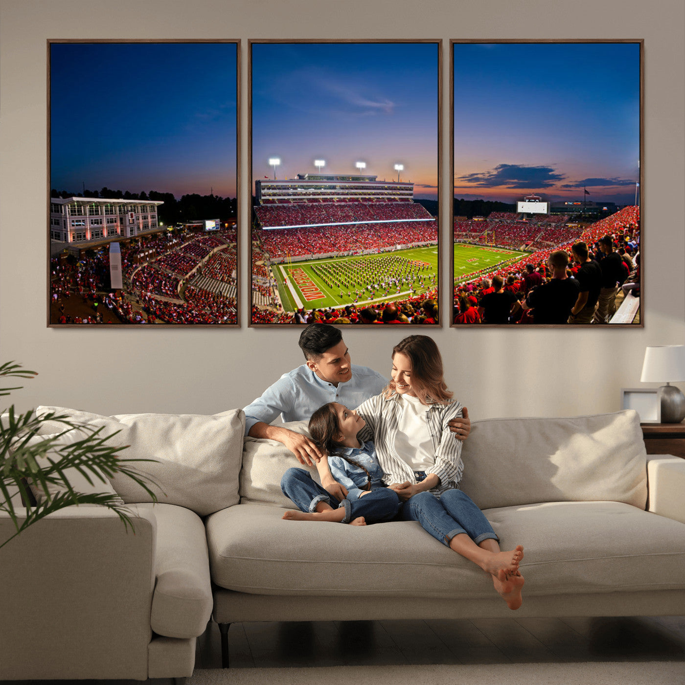 MGV-FC-60X30-3P - NC State Wolfpack Football Team Print - Raleigh Carter-Finley Stadium Wall Art Canvas Print
