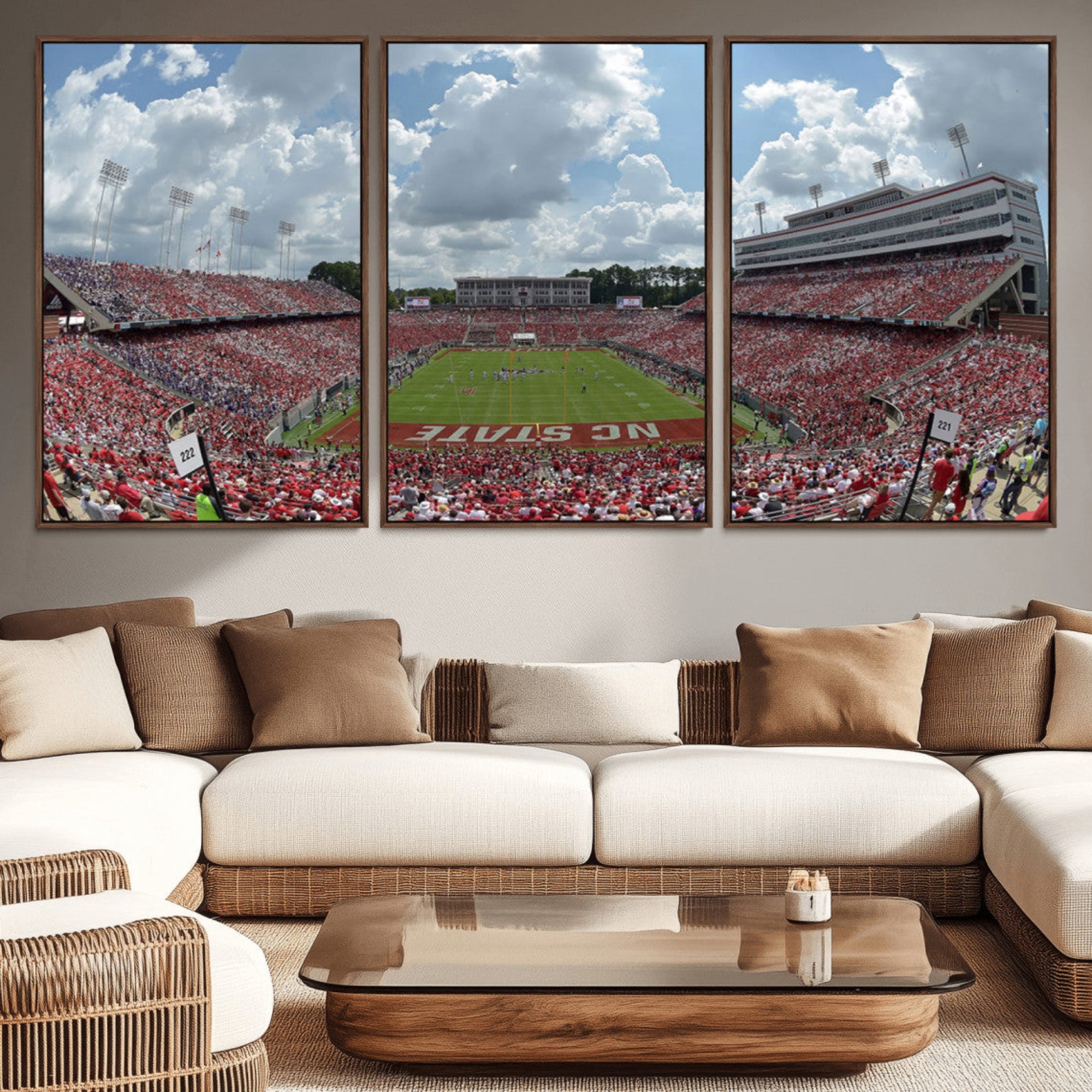 30640-MGV-CV-36X24-NC State Wolfpack Football Team Print Canvas- Raleigh Carter-Finley Stadium Wall Art Canvas Print
