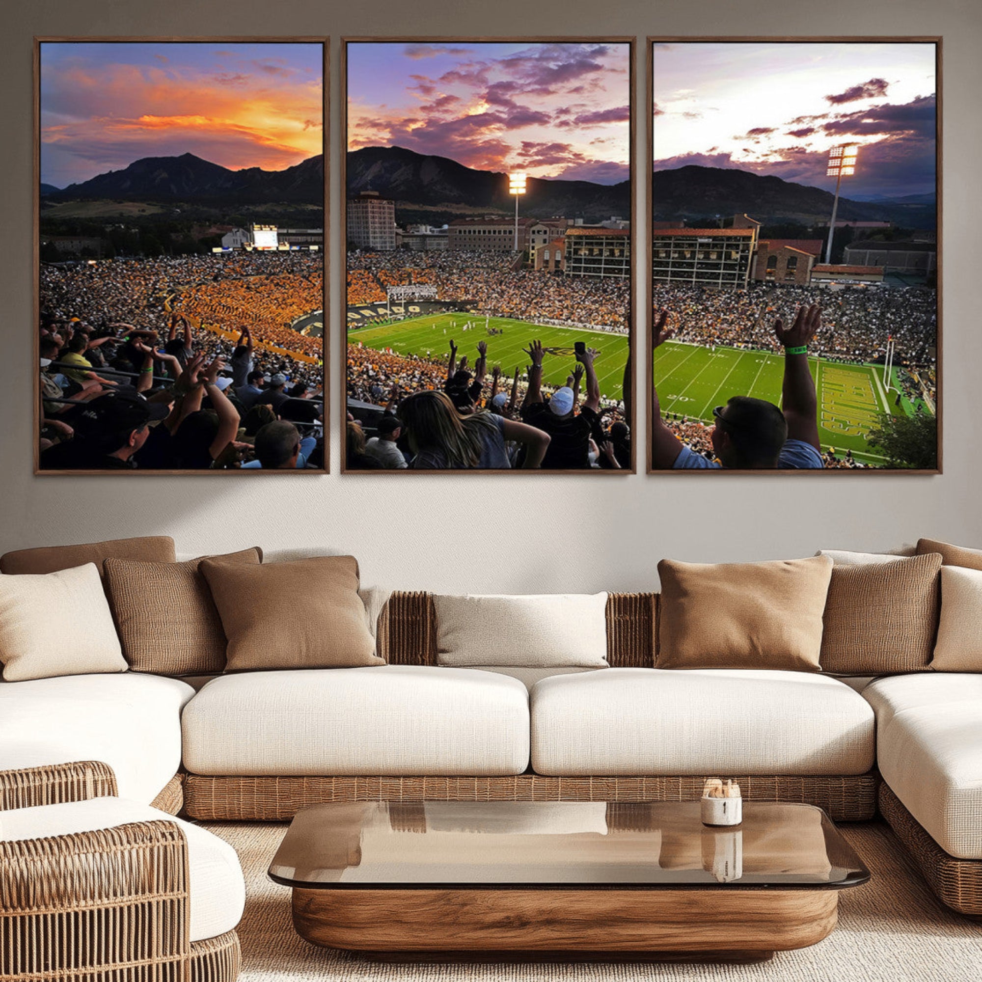 80381-MGV-CV-36X24-Framed Colorado Buffaloes Football Team Print - Boulder Folsom Field Stadium Wall Art Canvas Print
