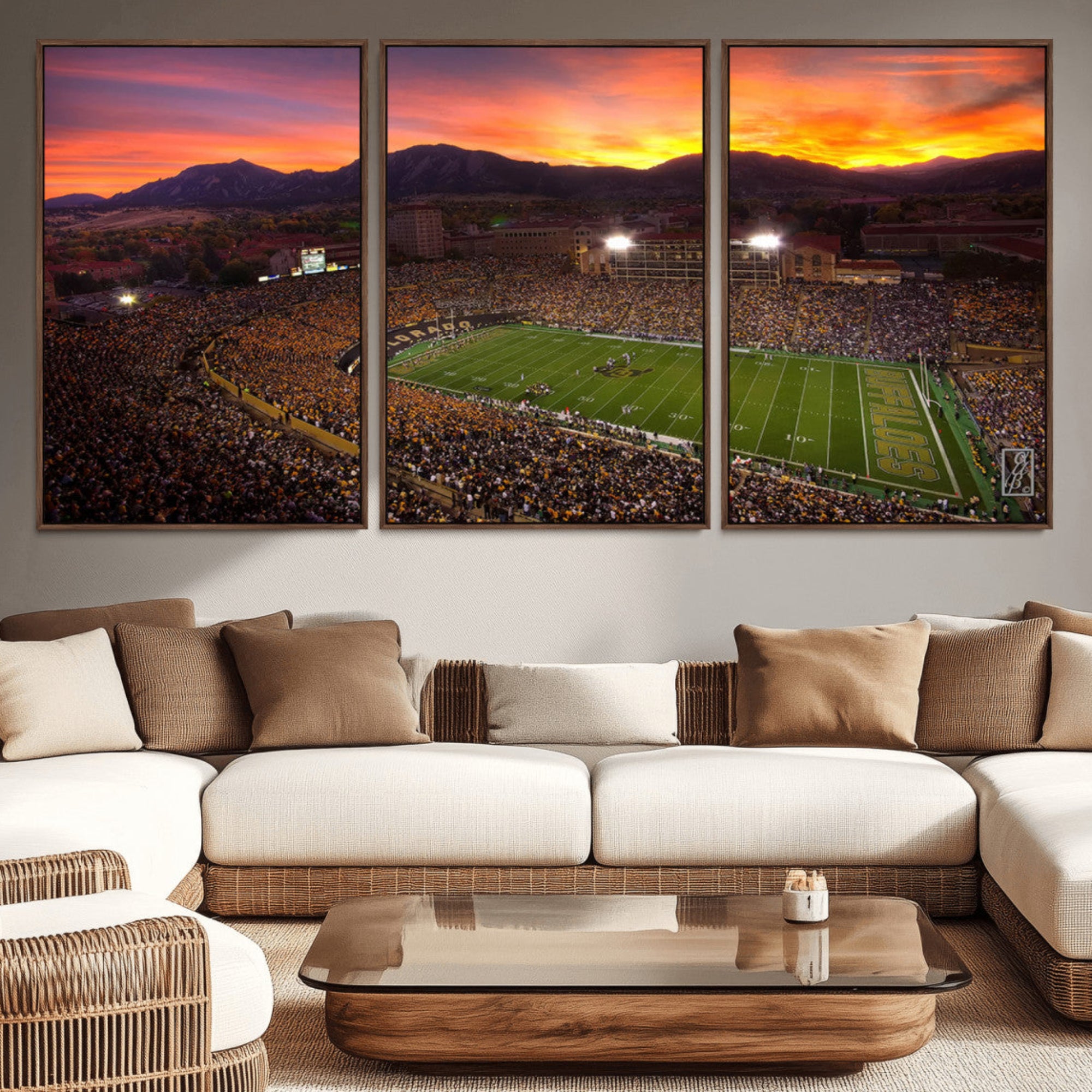 58708-MGV-CV-36X24-Colorado Buffaloes Football Team Print - Boulder Folsom Field Stadium Wall Art Canvas Print