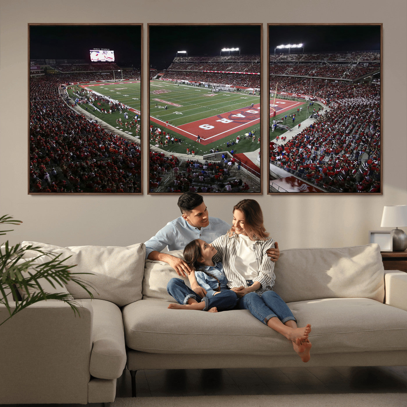 MGV-FC-60X30-3P - Houston Cougars Football Team Print - Houston TDECU Stadium Wall Art Canvas Print
