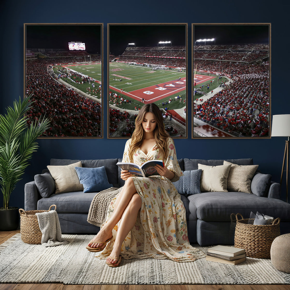 94207-MGV-CV-36X24 - Houston Cougars Football Team Print - Houston TDECU Stadium Wall Art Canvas Print
